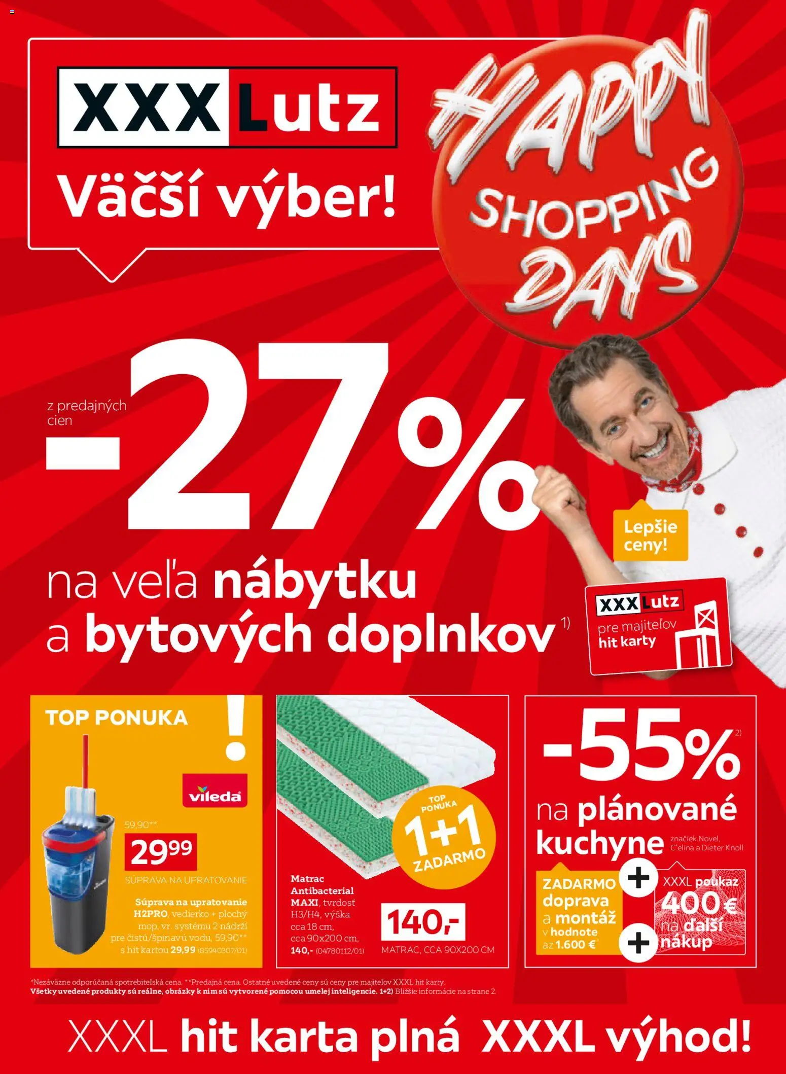 Nové XXXLutz akcie – leták je platný od 12.10.2026 | Strana: 1 | Produkty: Matrac, Kuchyne