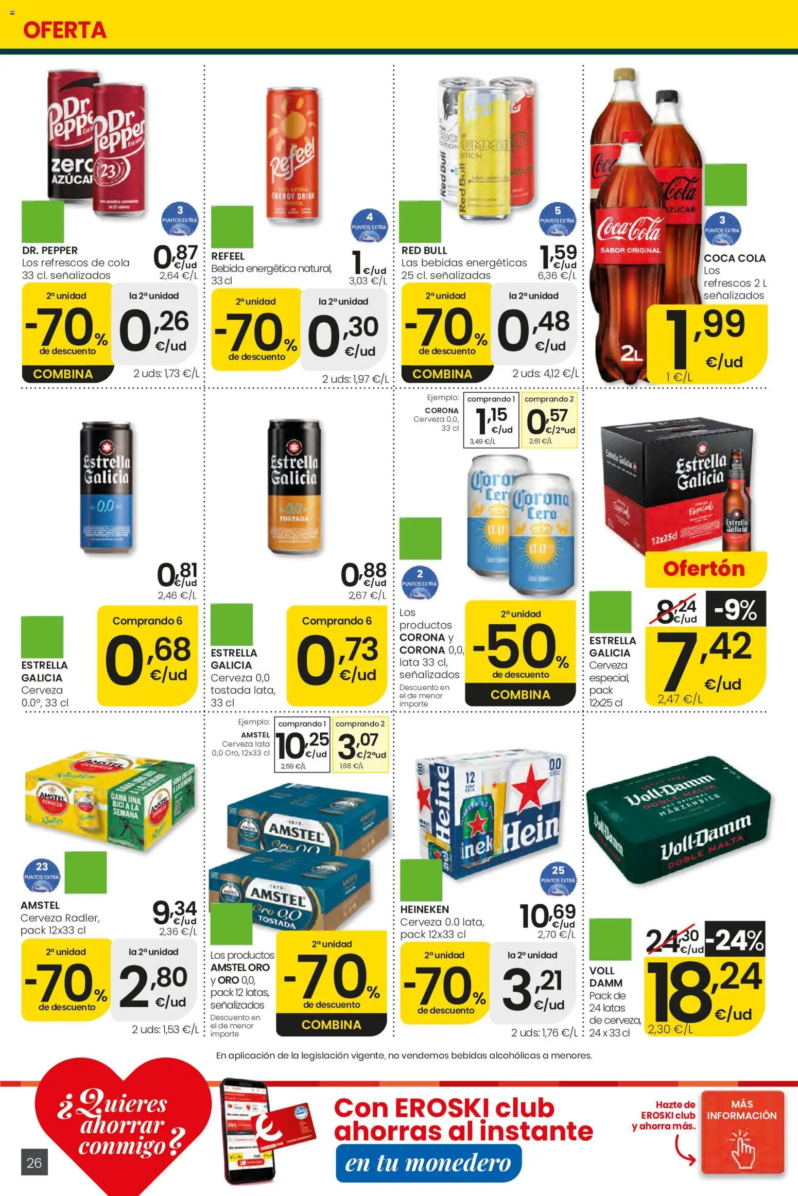 Eroski Ofertones de verano │ válido desde el 28.05.2026 | Página: 26 | Productos: Cerveza, Σπανάκι