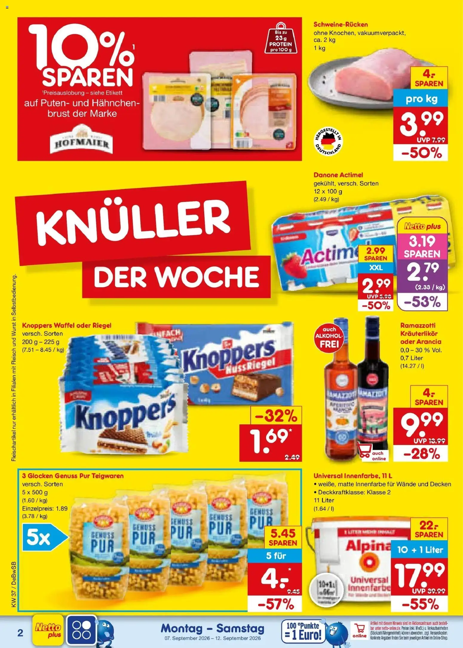 Netto Marken-Discount Prospekt Waiblingen-Bittenfeld – gültig ab 07.09.2026 | Seite: 4 | Produkte: Hahnchen, Alkohol, Knoppers, Fleisch