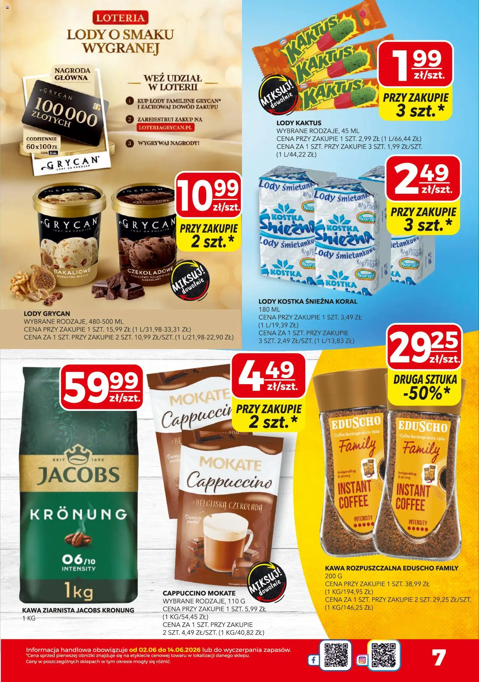 Top Market gazetka od 02.06.2026 | Strona: 7 | Produkty: Kawa rozpuszczalna, Cappuccino, Czekolada, Lody