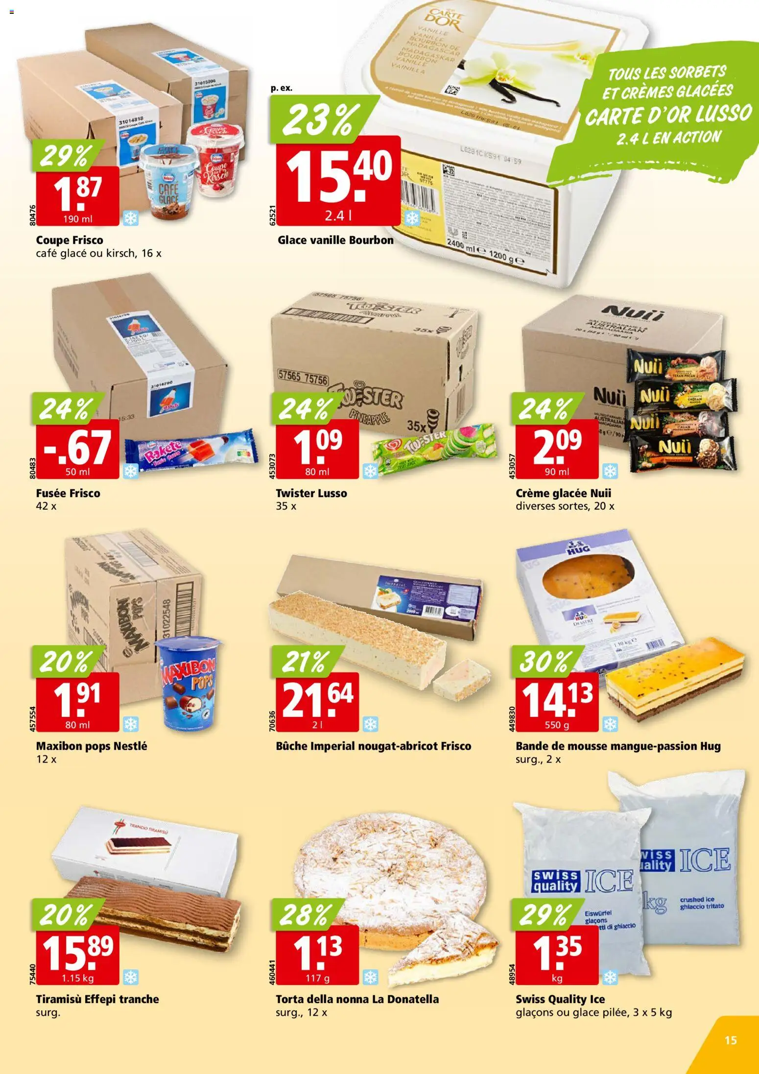 Aligro aktionen Chavannes, Matran, Genève, Sion – gültig ab 10.08.2026 | Seite: 15 | Produkte: Glace, Bourbon, Creme