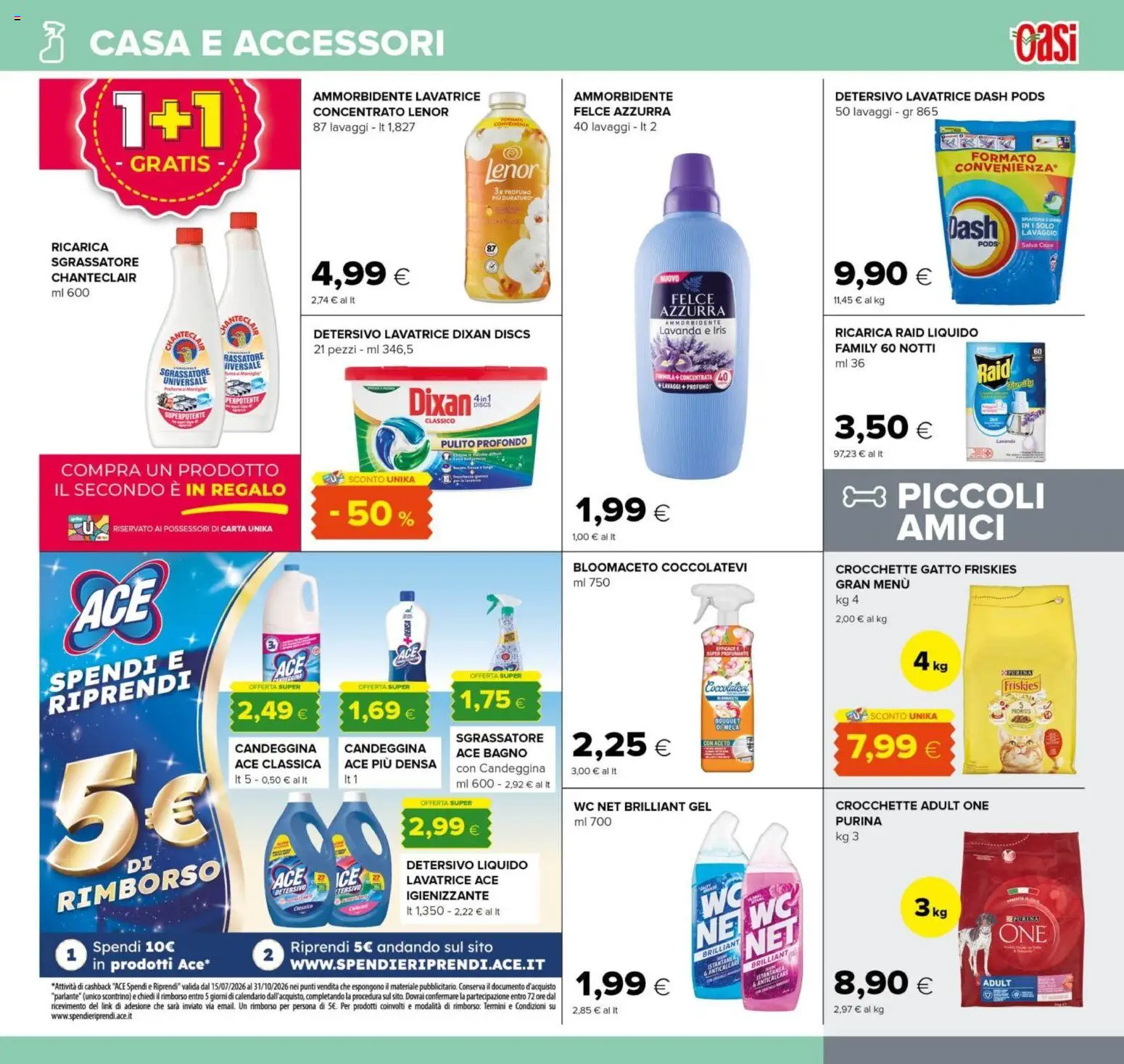 Volantino Oasi del 10/08/2026 | Pagina: 27 | Prodotti: Crocchette, Lavatrice, Aceto, Bagno