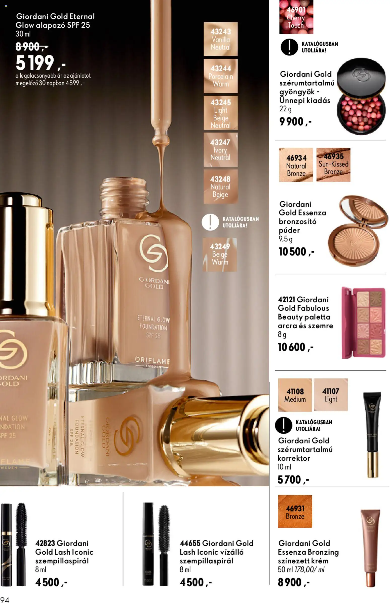 Oriflame akciós ujság - amely érvényes a következő dátumtól: 2026.09.09. | Oldal: 94 | Termékek: Krém, Púder, Korrektor, Bronzosító