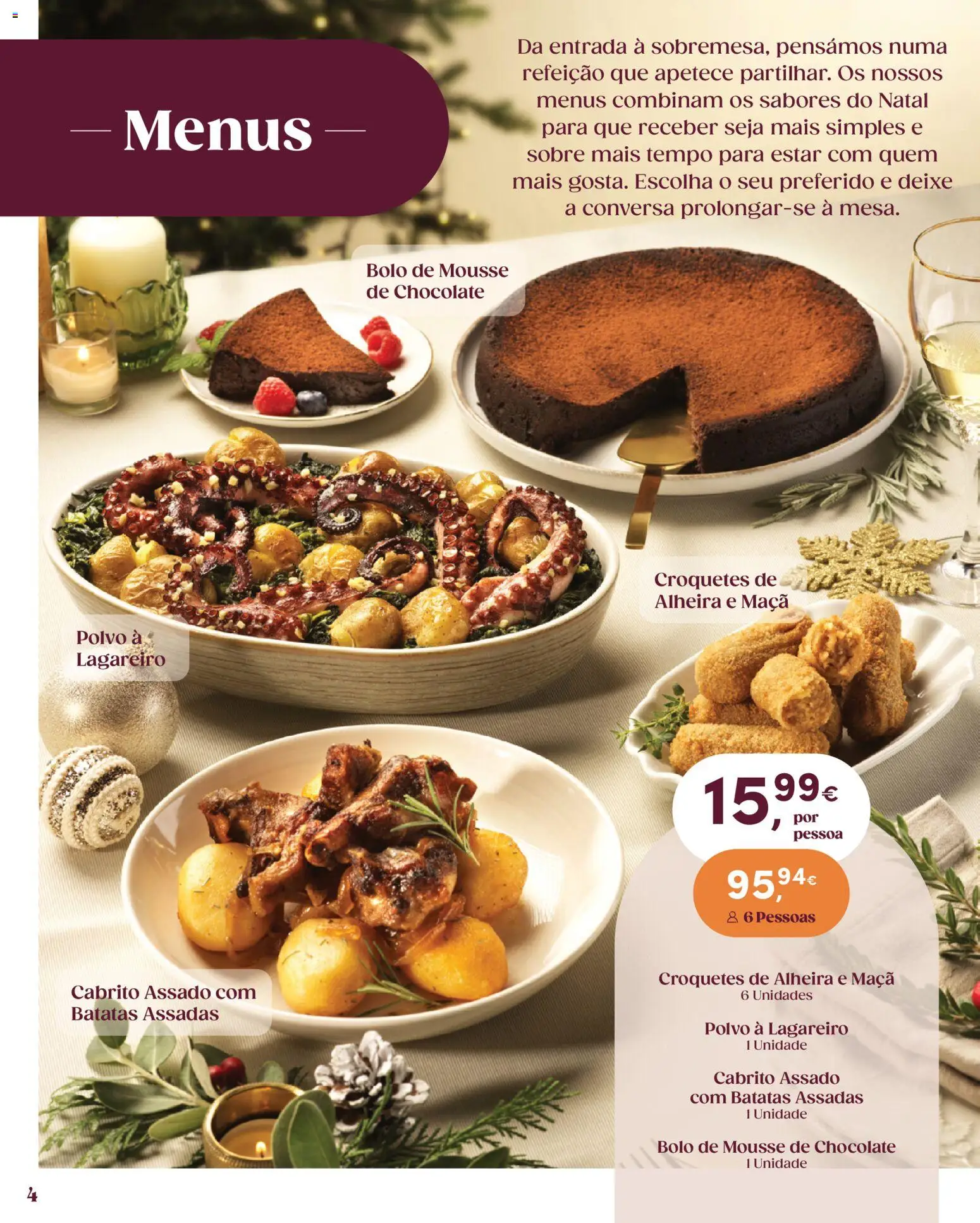 Continente O Natal servido ao nosso jeito │ válido de 27/10/2026 | Página: 4 | Produtos: Croquetes, Batatas, Cabrito, Chocolate