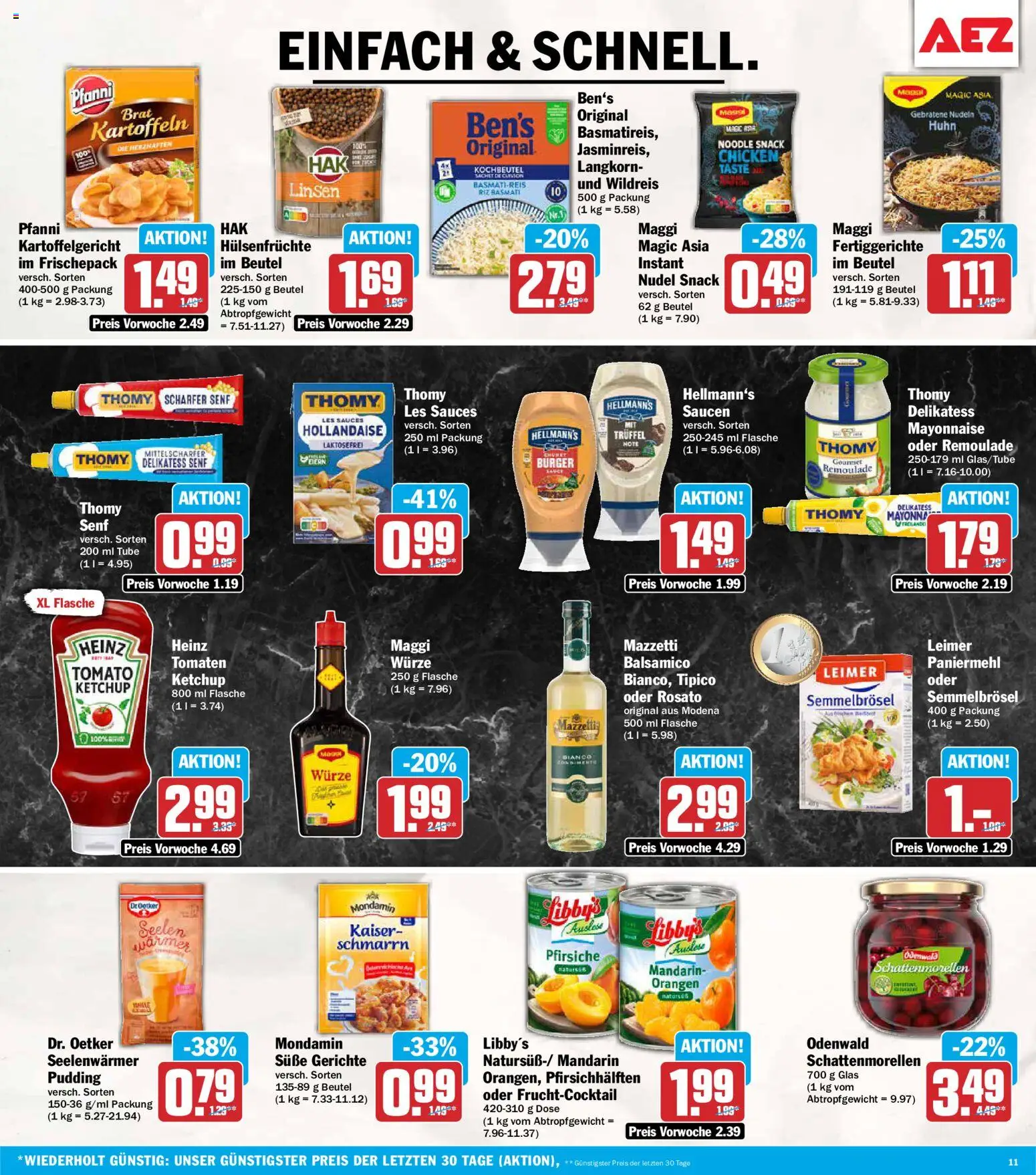 AEZ Prospekt – gültig ab 24.08.2026 | Seite: 11 | Produkte: Orangen, Pudding, Fertiggerichte, Ketchup