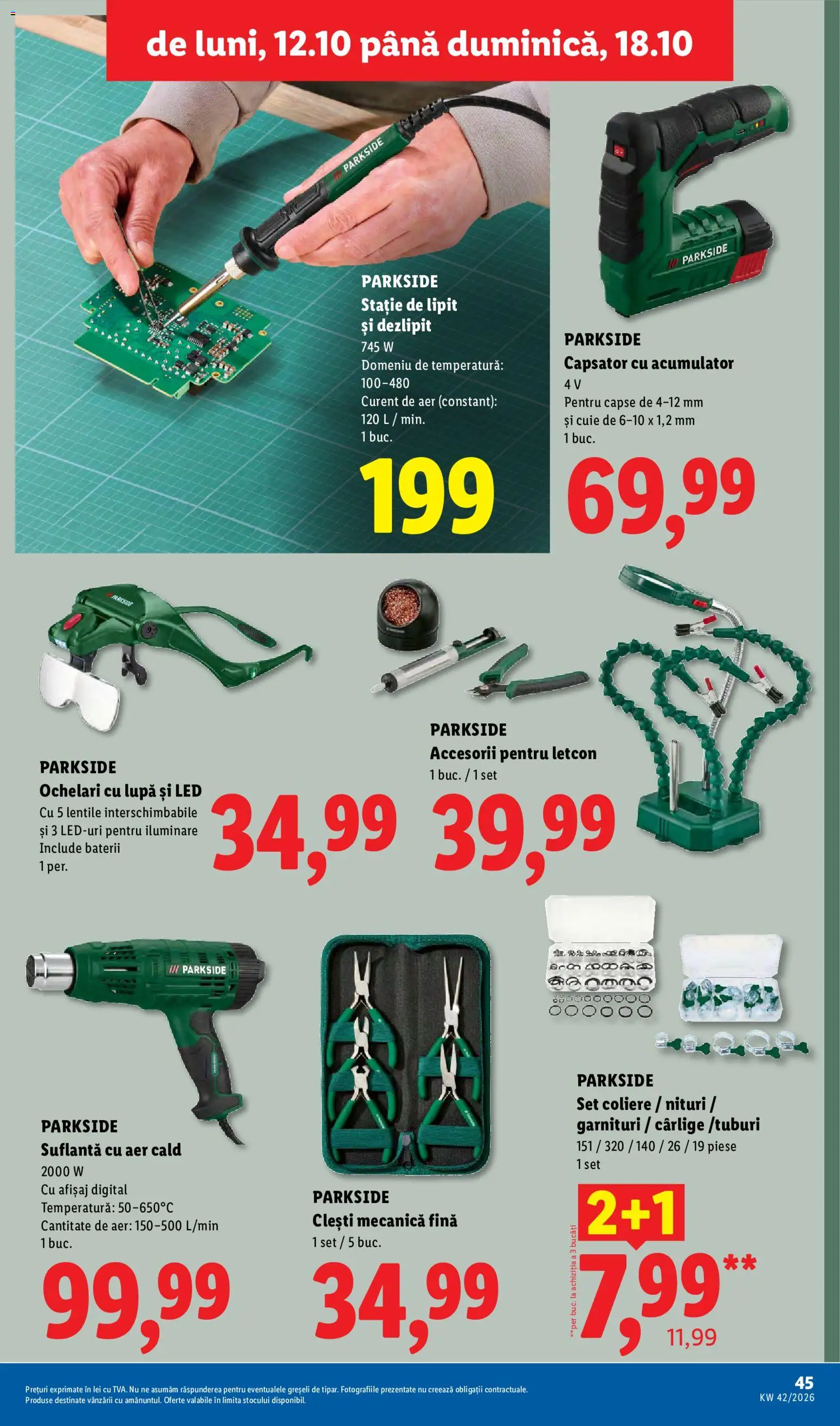 Noul catalog Lidl – valabil de la 12.10.2026 | Pagină: 45 | Produse: Ochelari, Parkside, LED, Baterii