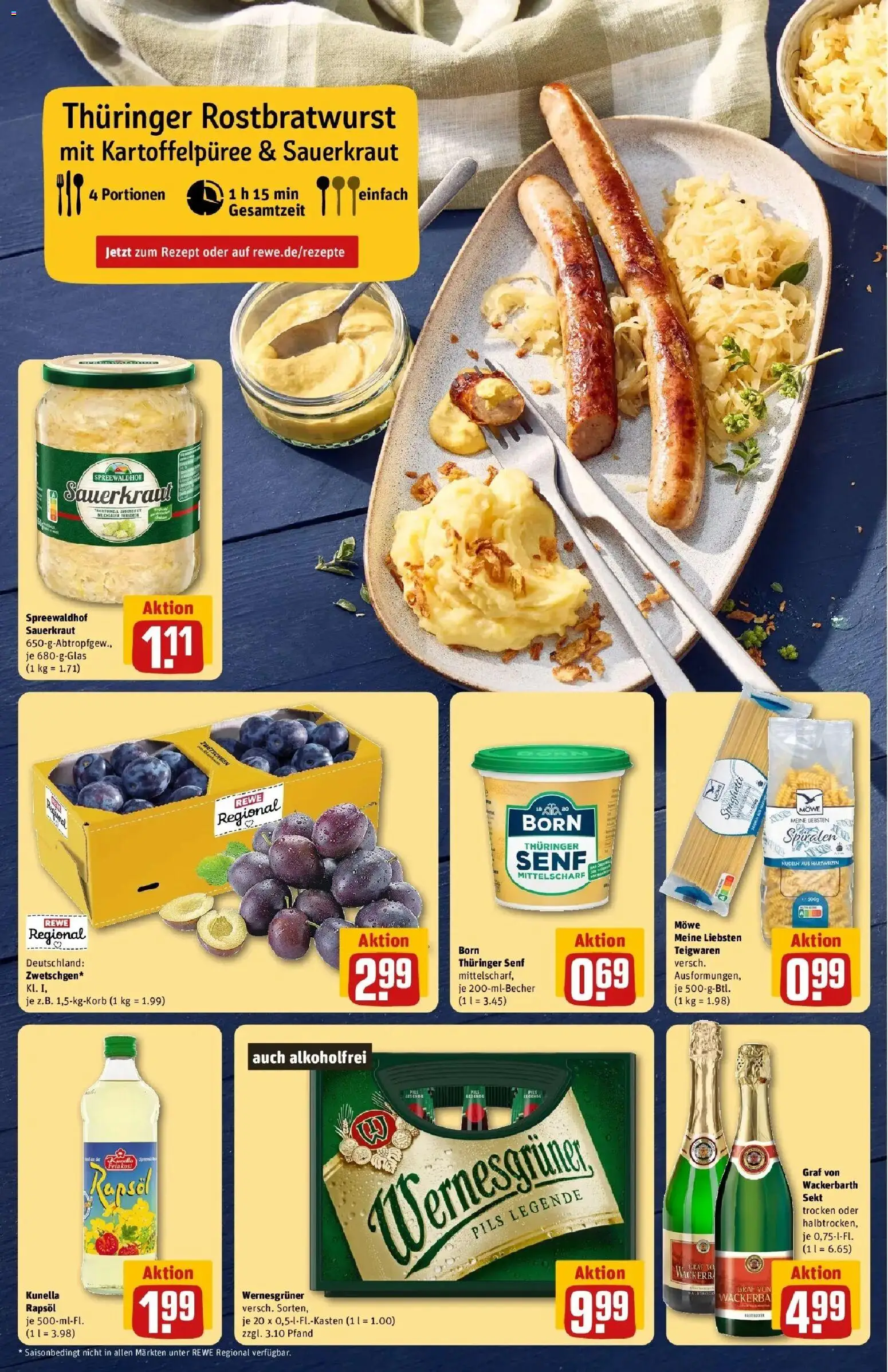 Rewe Prospekt Chemnitz – gültig ab 27.07.2026 | Seite: 4 | Produkte: Rapsöl, Pils, Wernesgruner, Zwetschgen