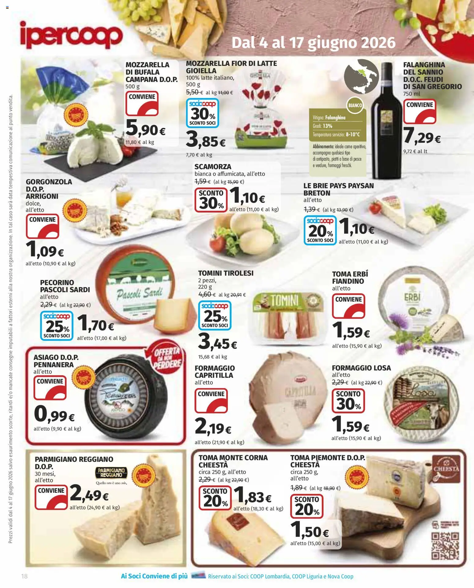 Volantino Ipercoop del 04.06.2026 | Pagina: 18 | Prodotti: Pesce, Mozzarella, Formaggio, Parmigiano