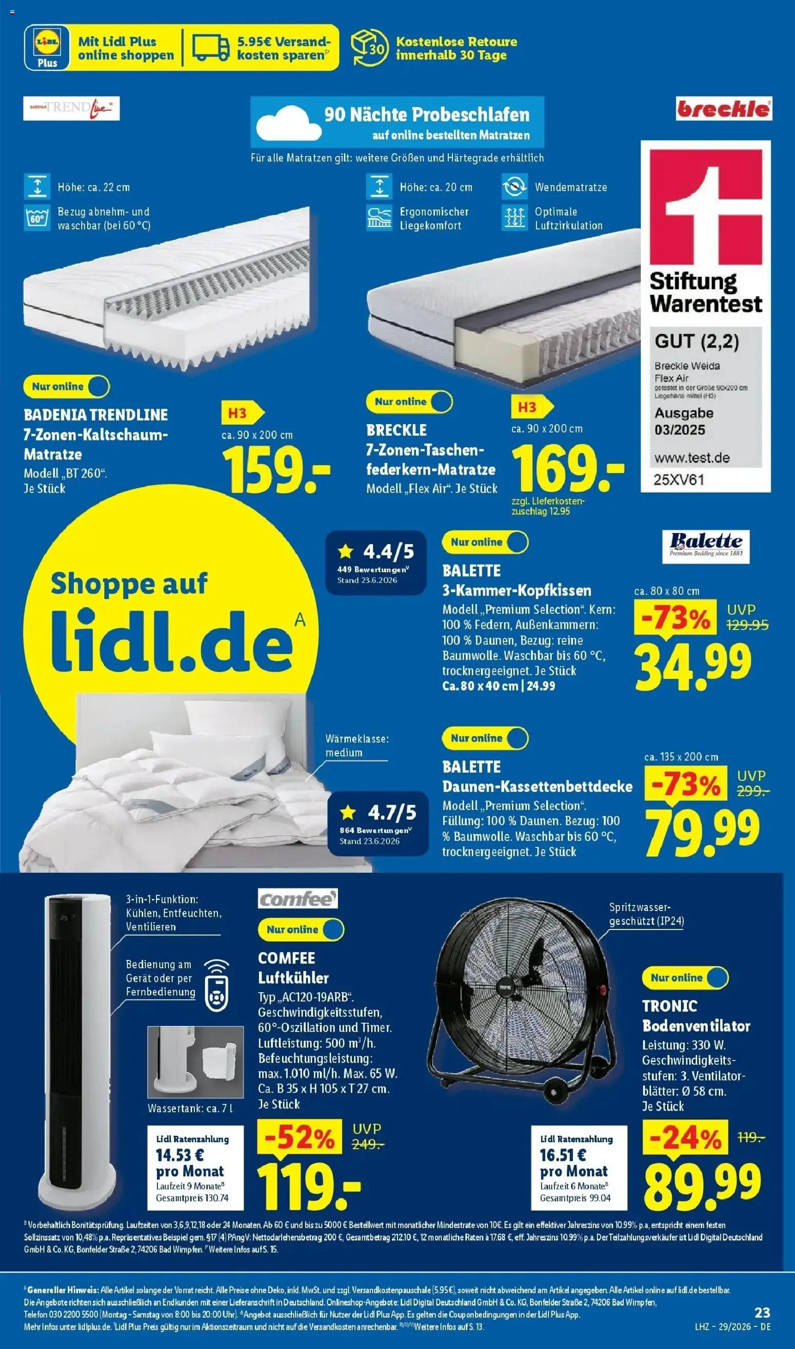 Lidl Prospekt Künzell – gültig ab 13.07.2026 | Seite: 43 | Produkte: Ventilator, Matratze, Bad, Telefon