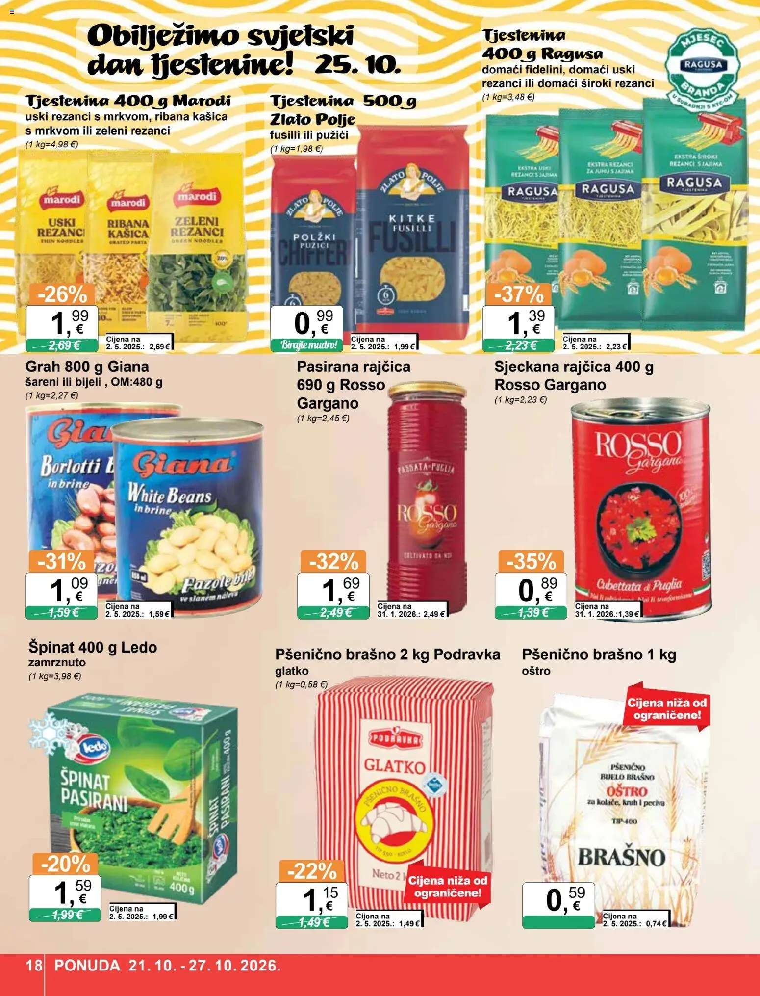KTC katalog | vrijedi od 21.10.2026 | Stranica: 18 | Proizvodi: Špinat, Podravka, Rezanci, Ledo