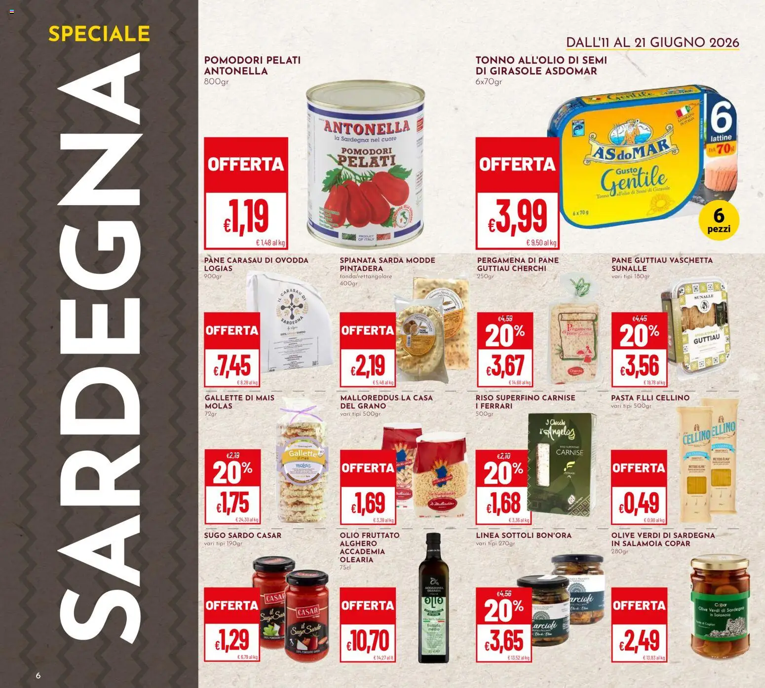 Volantino Pan del 11.06.2026 | Pagina: 6 | Prodotti: Riso, Olio, Olive, Carciofi