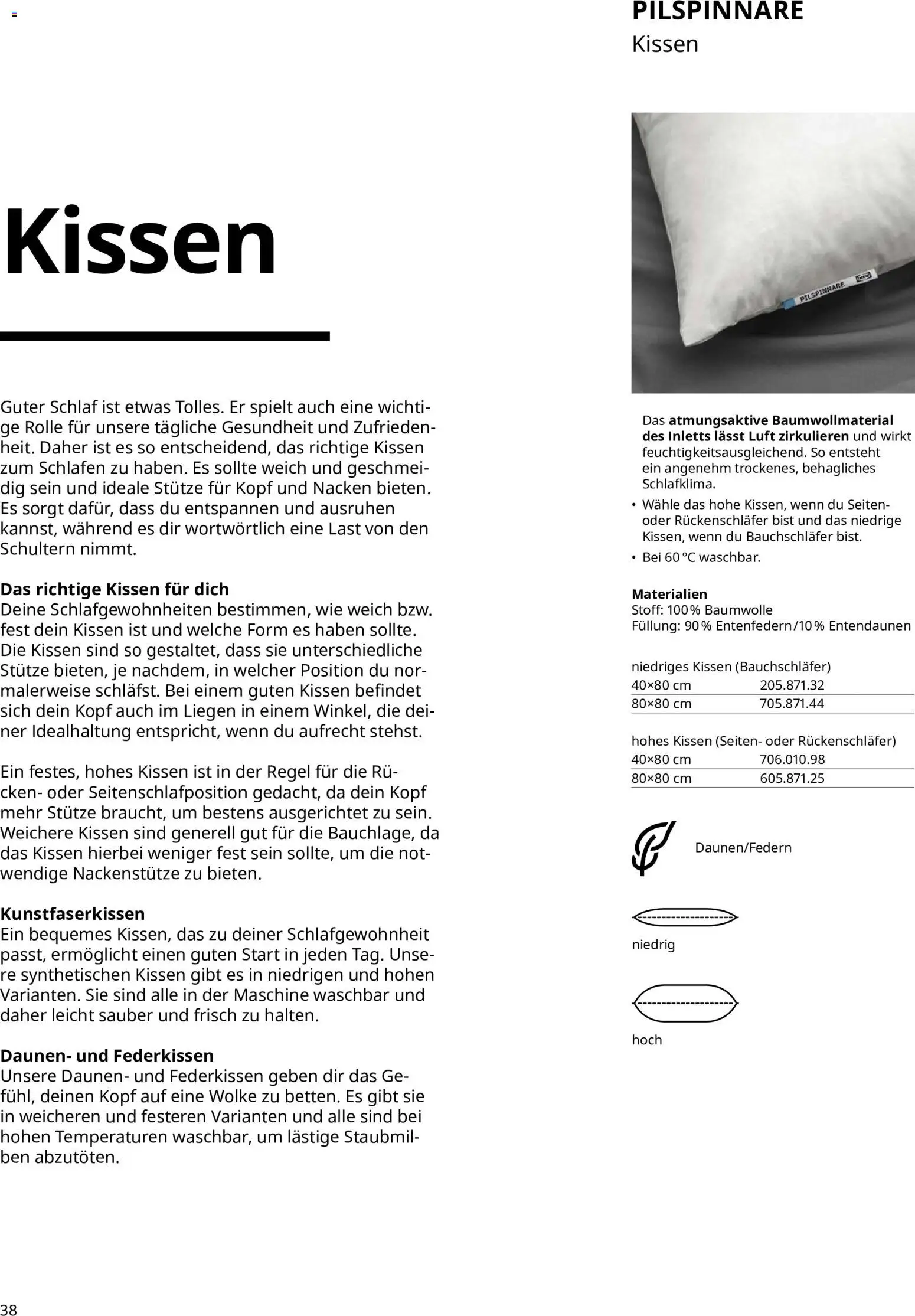 Ikea Prospekt Schlafkomfort – gültig ab 16.09.2026 | Seite: 38 | Produkte: Kissen