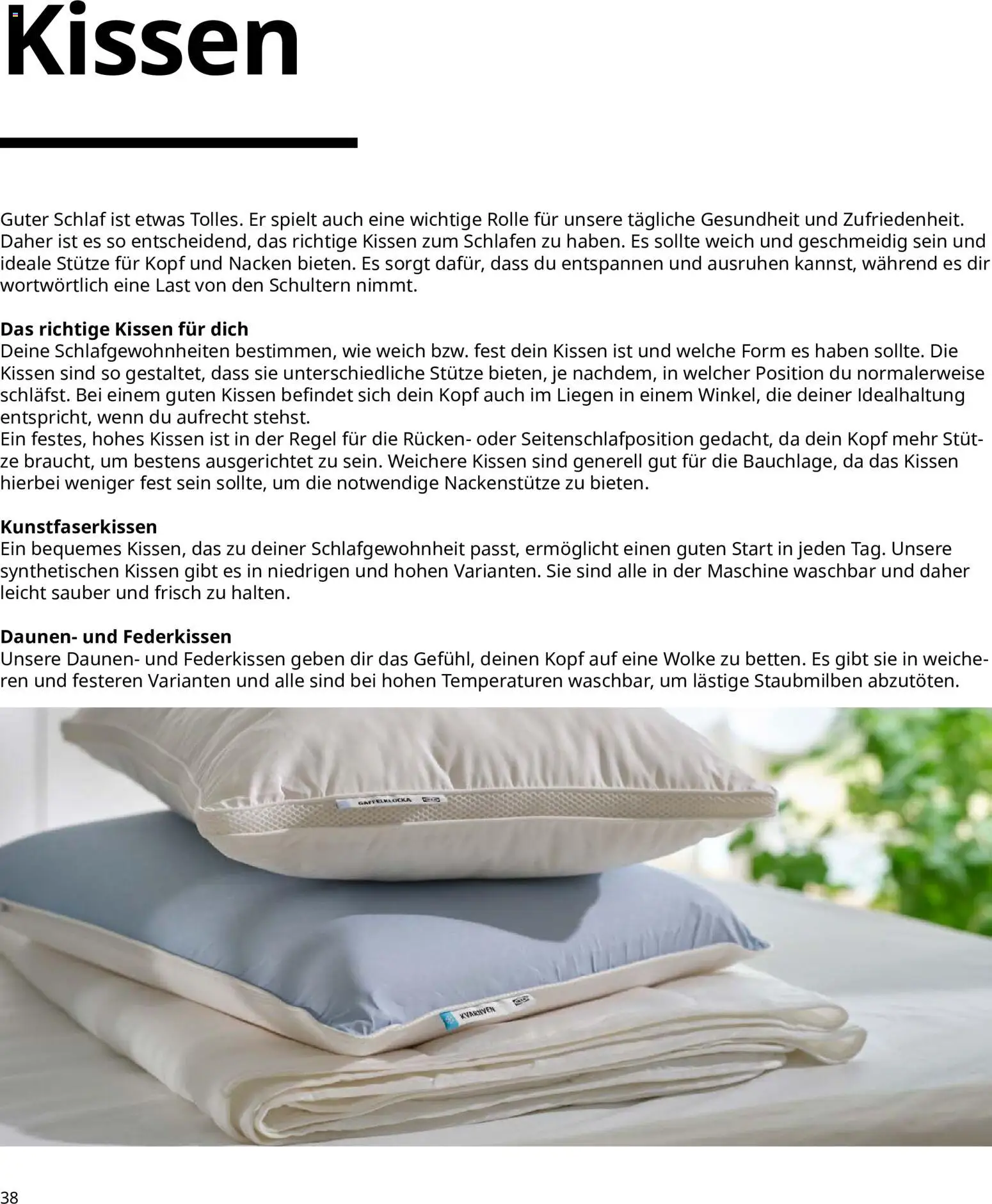 Ikea Prospekt Schlafkomfort – gültig ab 16.09.2026 | Seite: 38 | Produkte: Kissen