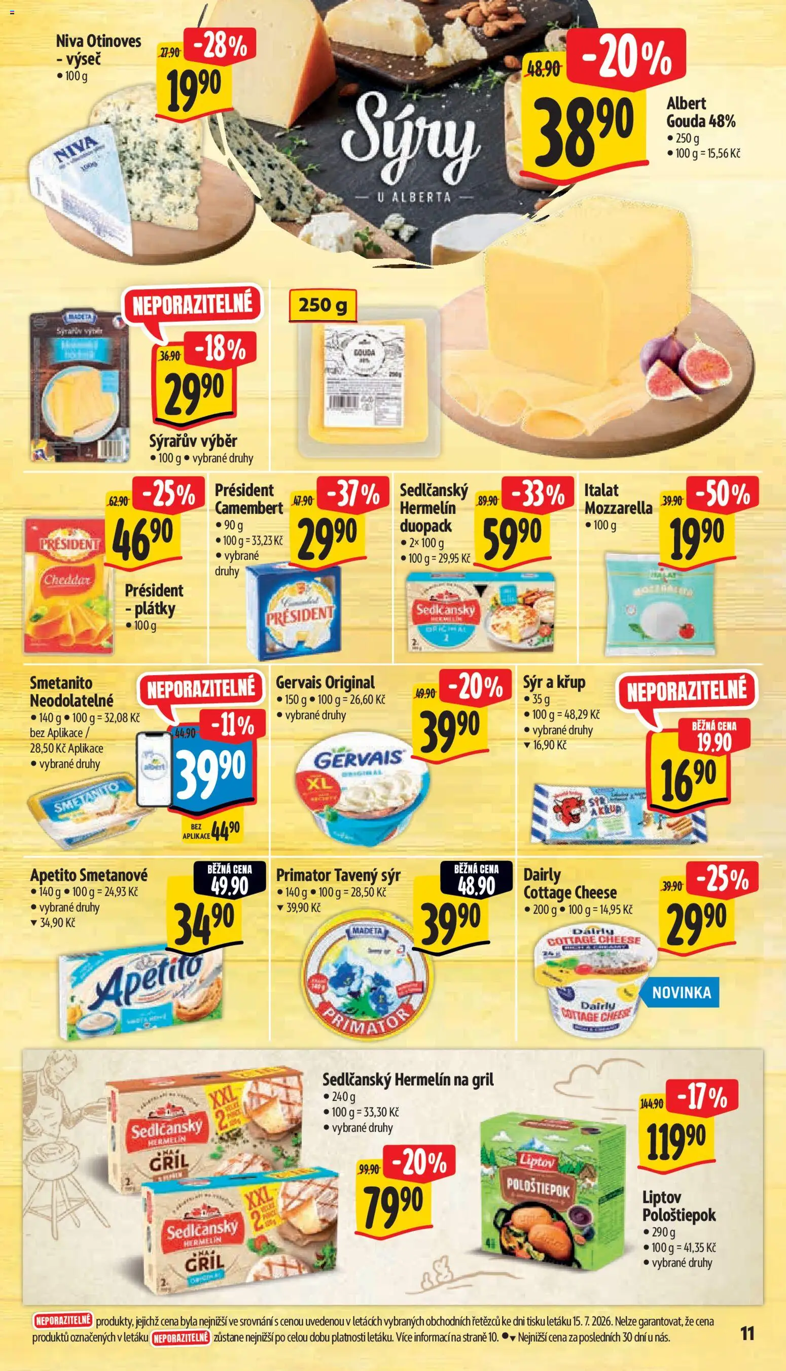 Albert leták - Hypermarket od 22.07.2026 | Strana: 19 | Produkty: Gouda, Hermelín, Gril, Niva