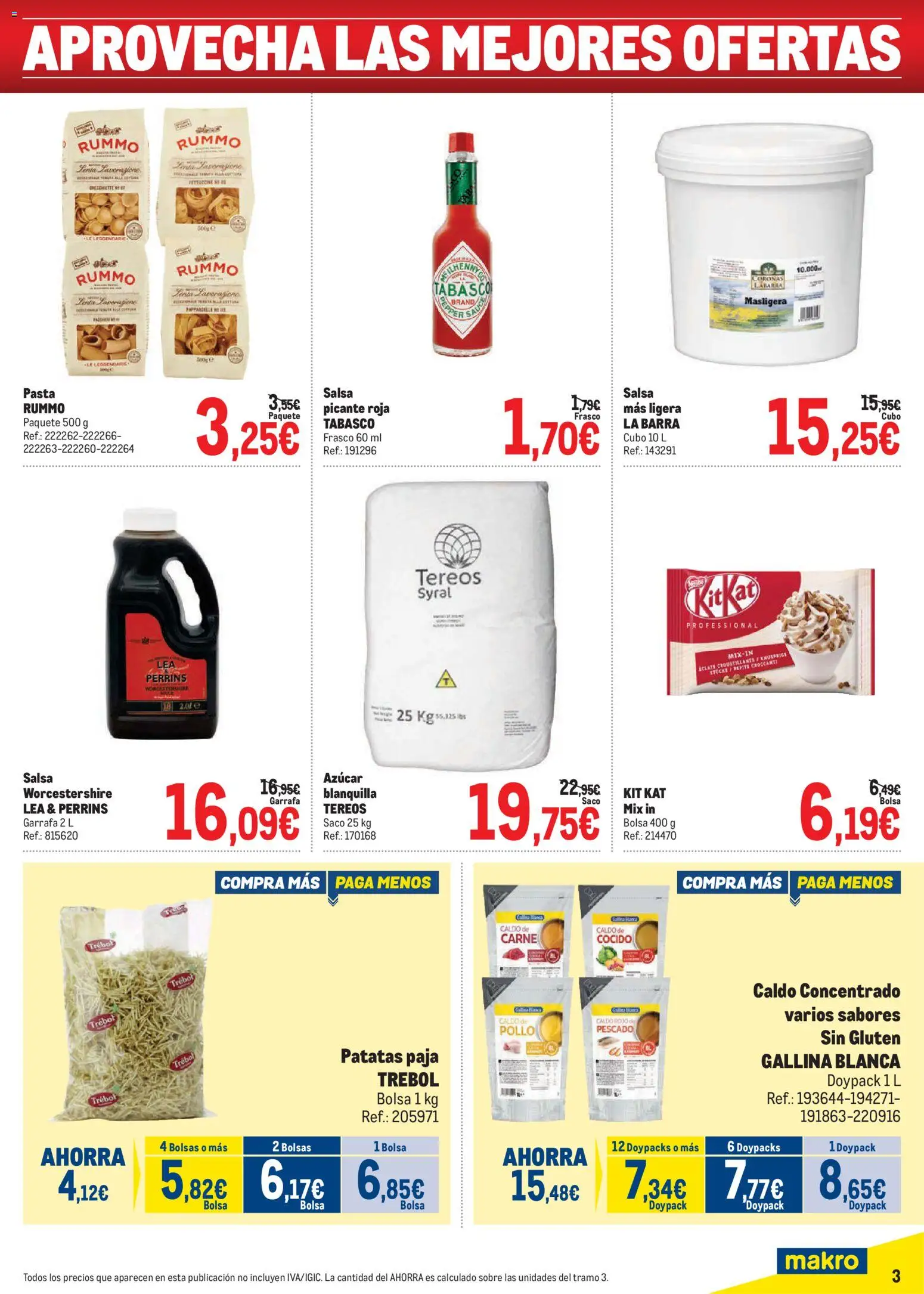 Makro Precios Canarias │ válido desde el 18.05.2026 | Página: 3 | Productos: Pescado, Pasta, Bolsa