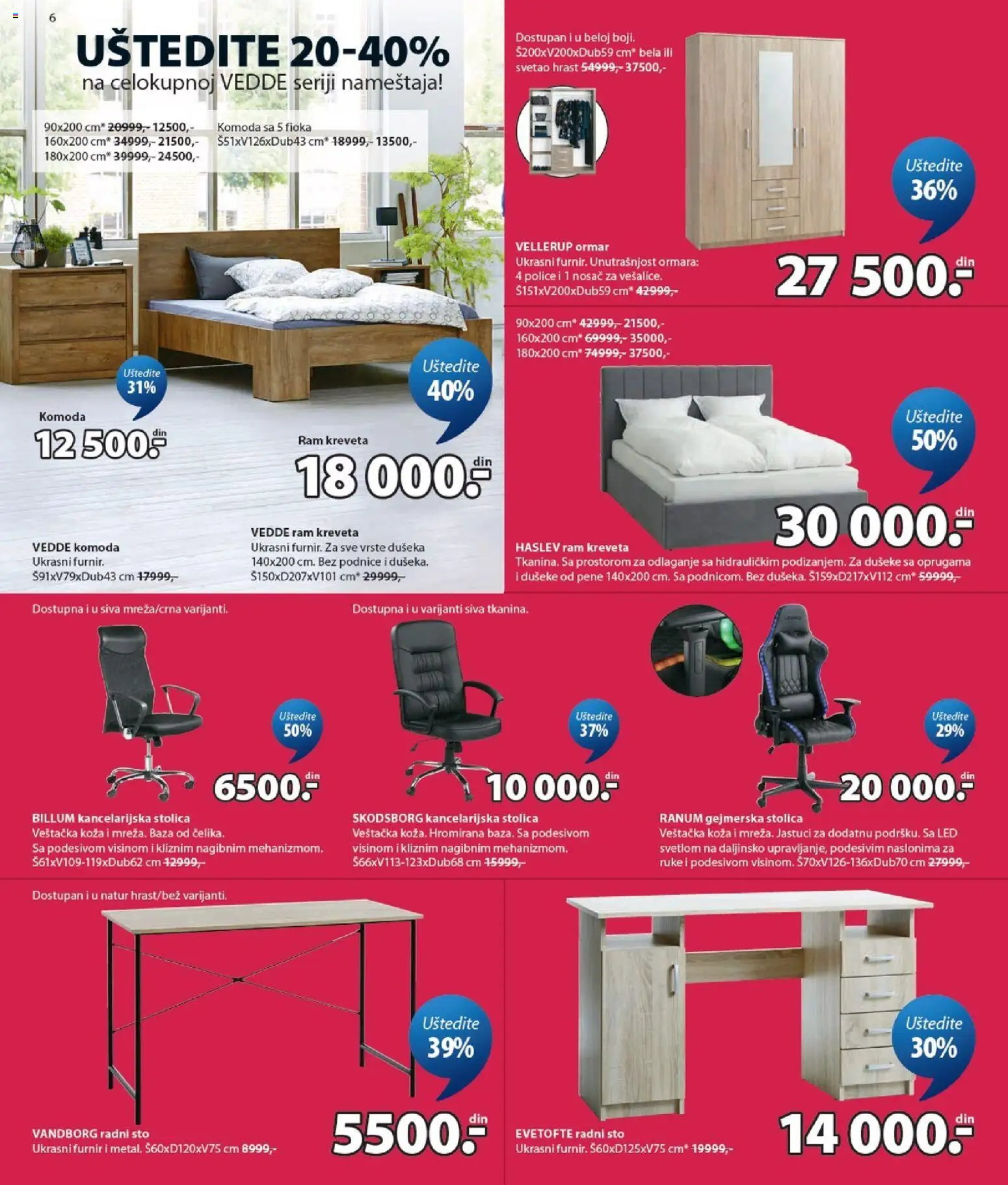 Jysk katalog - važi od 17.06.2026 | Strana: 6 | Proizvode: Komoda, Stolica, Ormar, Gejmerska stolica