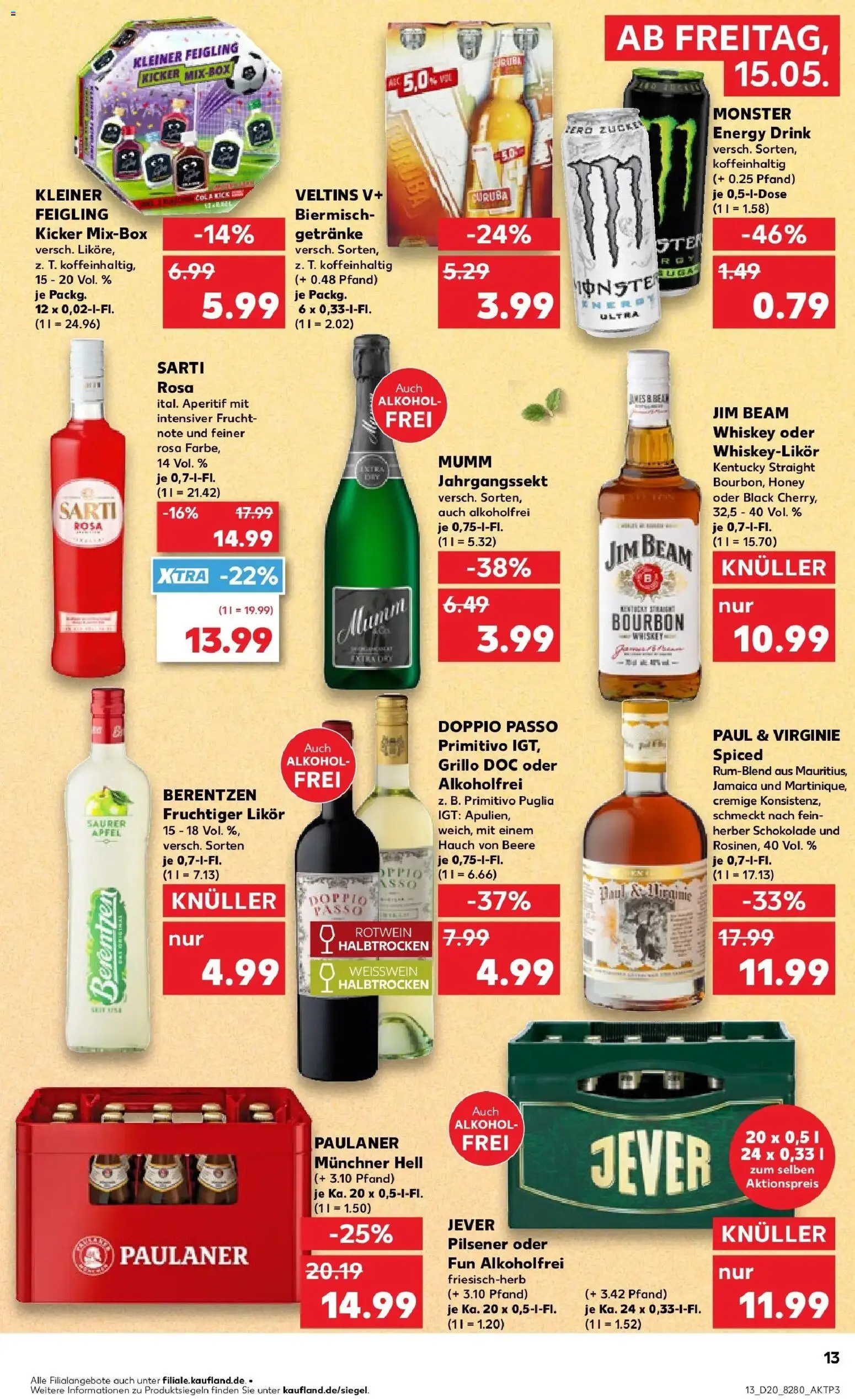 Kaufland Prospekt Oldenburg – gültig ab 15.05.2026 | Seite: 13 | Produkte: Energy, Weißwein, Doppio Passo, Whiskey