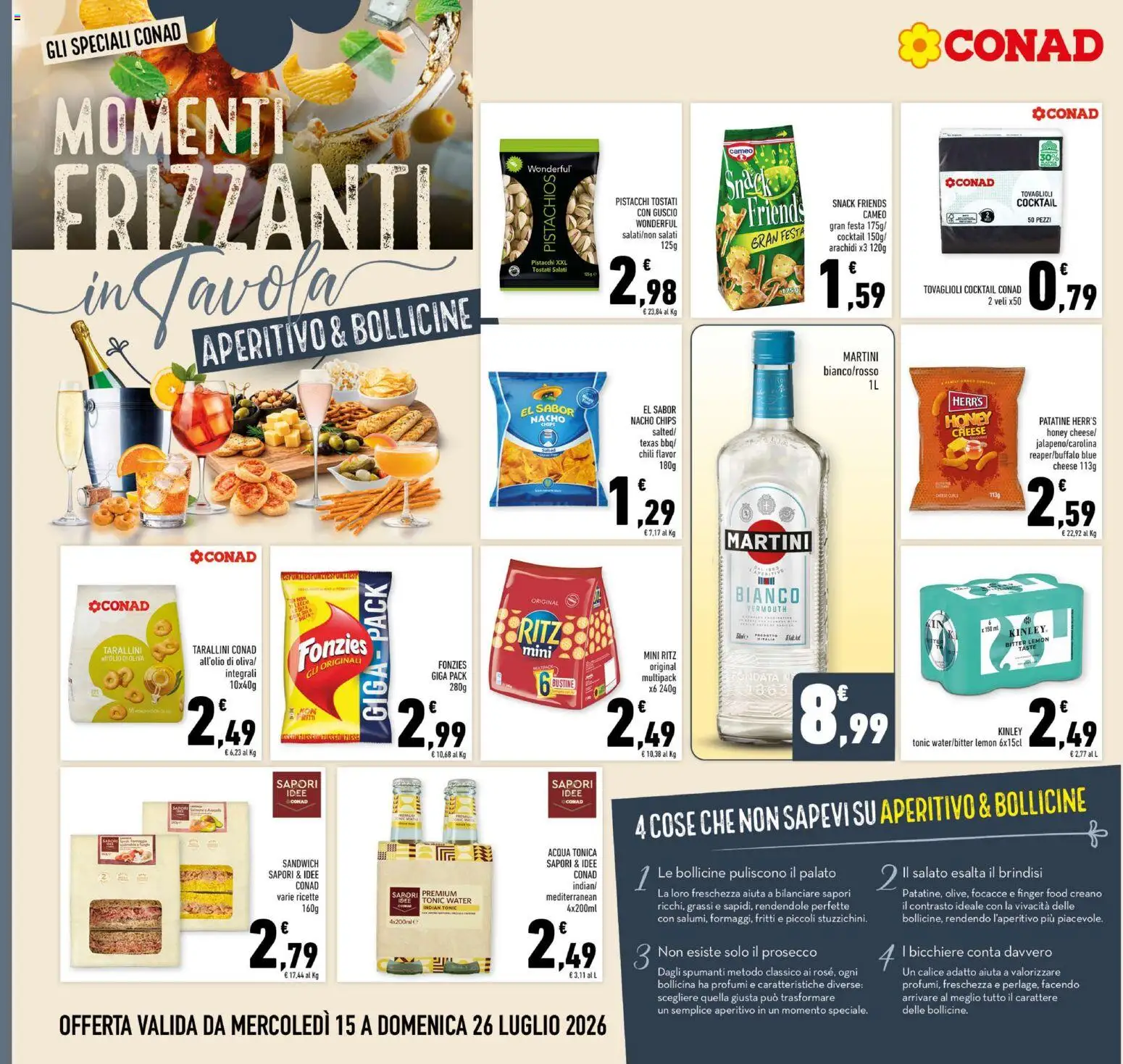 Volantino Conad del 15/07/2026 | Pagina: 12 | Prodotti: Prosecco, Acqua, Arachidi, Aperitivo