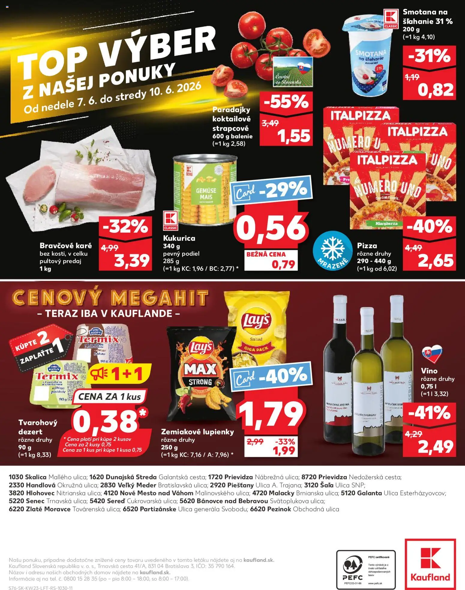 Nové Kaufland akcie – leták je platný od 04.06.2026 | Strana: 76 | Produkty: Smotana, Kukurica, Smotana na šľahanie, Bravčové karé