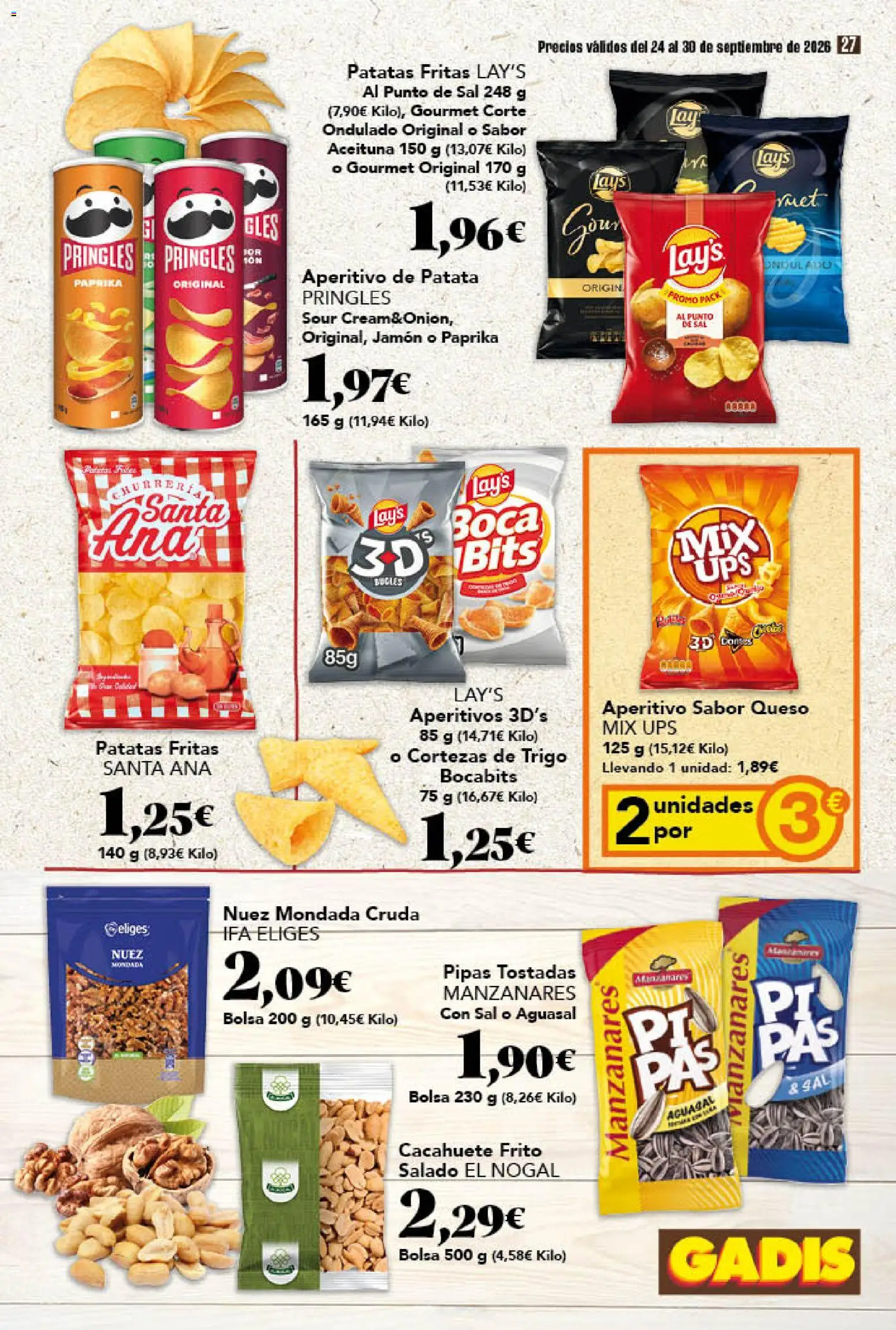 Gadis folleto │ válido desde el 24/09/2026 | Página: 27 | Productos: Tostadas, Jamón, Bolsa, Patatas