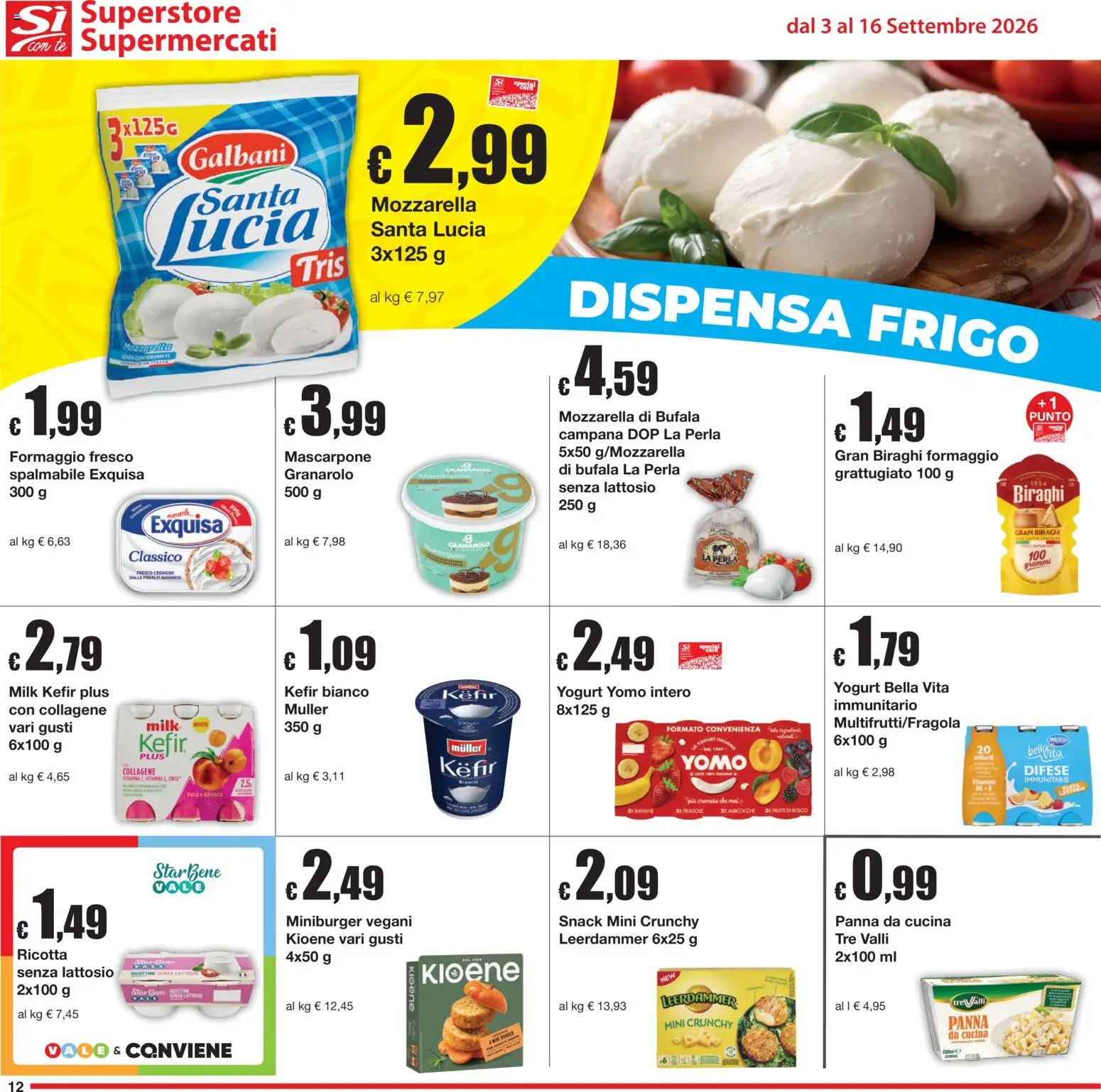 Volantino Sì con Te del 03/09/2026 | Pagina: 12 | Prodotti: Kefir, Formaggio fresco, Mascarpone, Senza lattosio