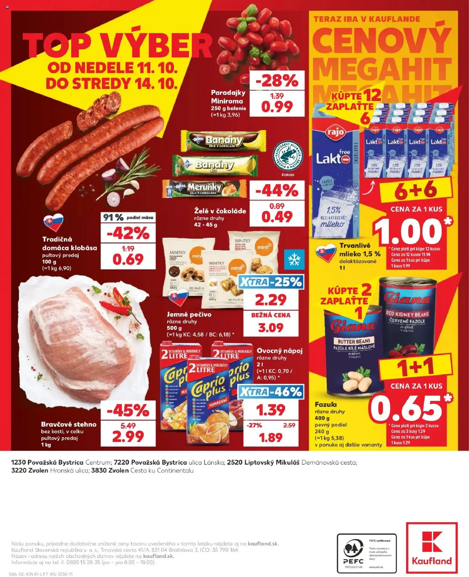 Nové Kaufland akcie – leták je platný od 08.10.2026 | Strana: 86 | Produkty: Mlieko, Klobása, Bravčové stehno, Trvanlivé mlieko