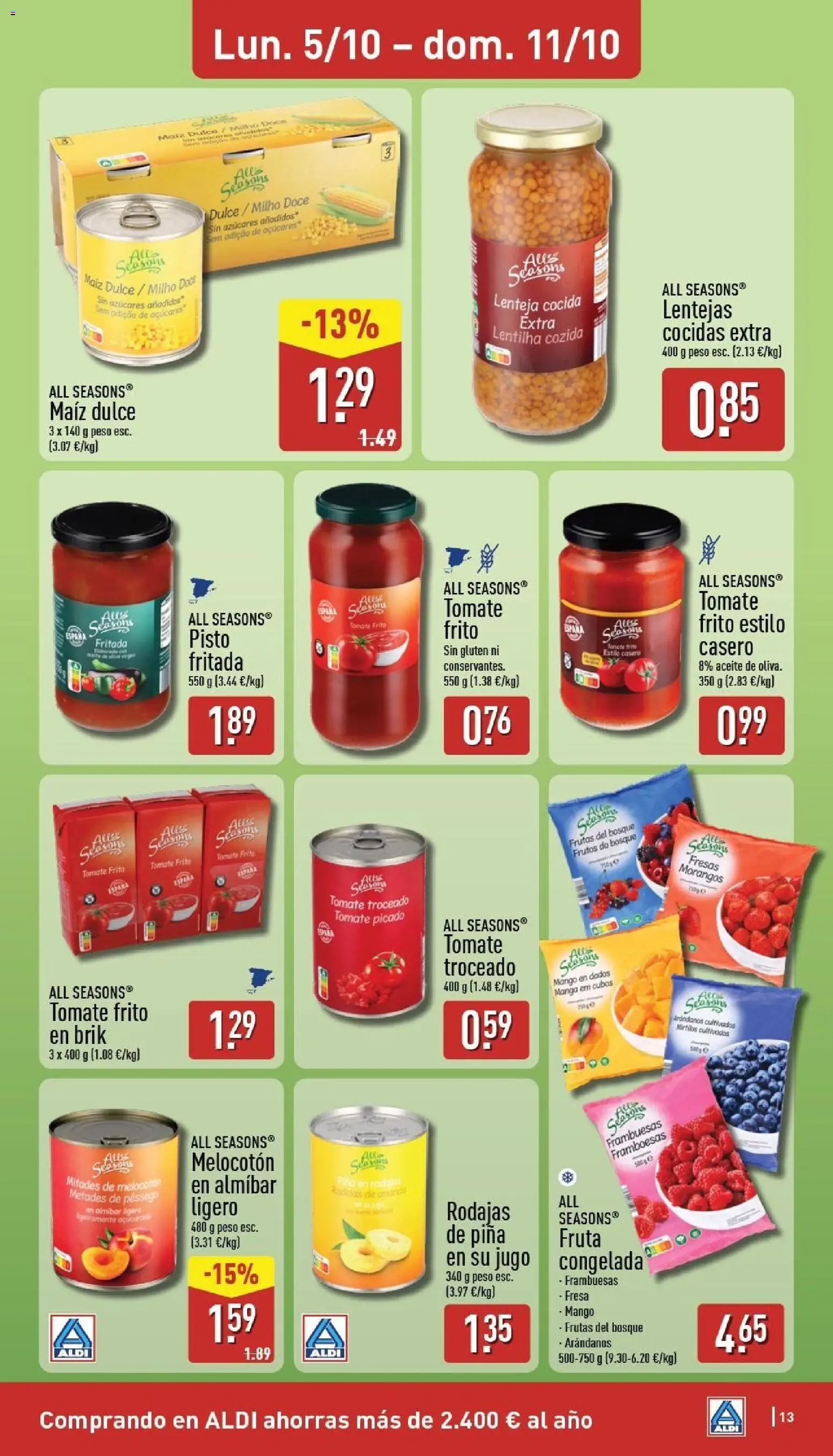Aldi folleto Baleares │ válido desde el 05/10/2026 | Página: 13 | Productos: Fruta, Aceite, Tomate, Frambuesas