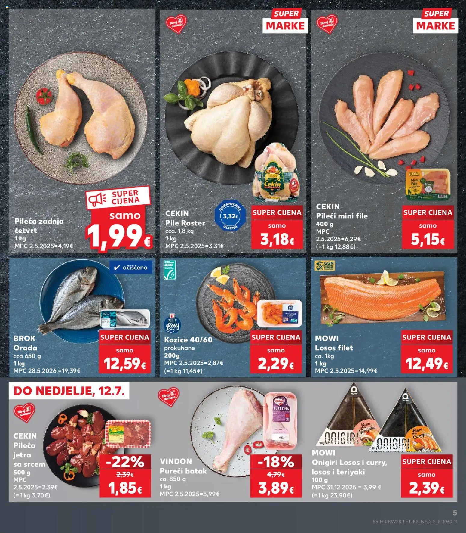 Kaufland katalog | vrijedi od 08.07.2026 | Stranica: 5 | Proizvodi: Puretina, Losos, Kozice