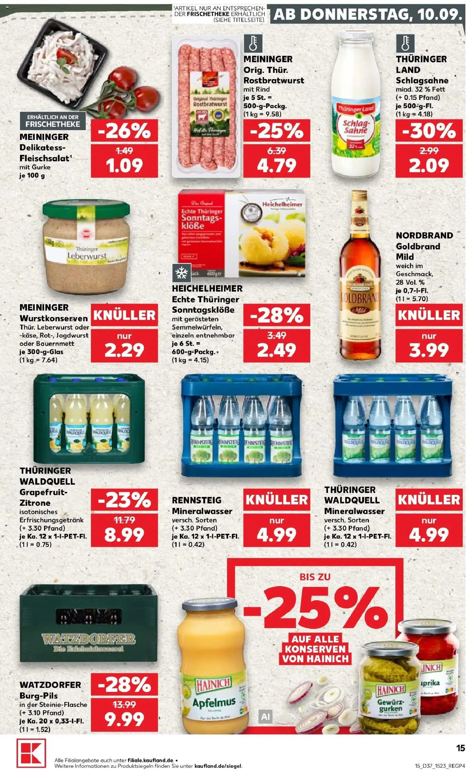 Prospekt Kaufland ab 10.09.2026 » Angebote Online zum Blättern | Seite: 15 | Produkte: Mineralwasser, Grapefruit, Zitrone, Apfelmus