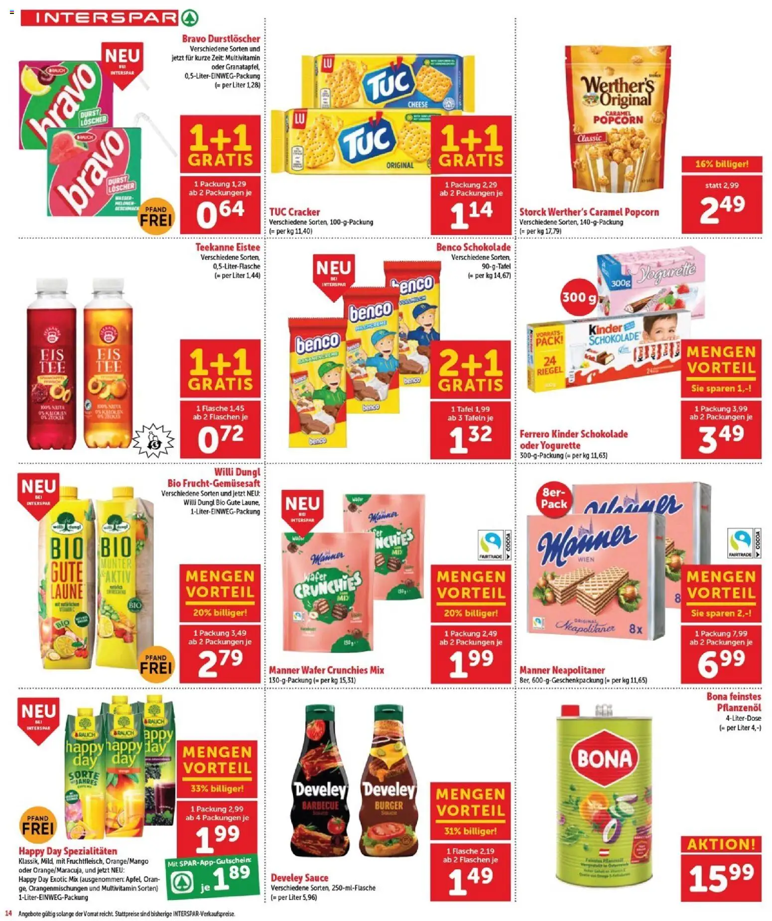 Interspar Flugblatt - Burgenland Nord gültig ab 01.07.2026 | Seite: 14 | Produkte: Öl, Schokolade, Papier blanc