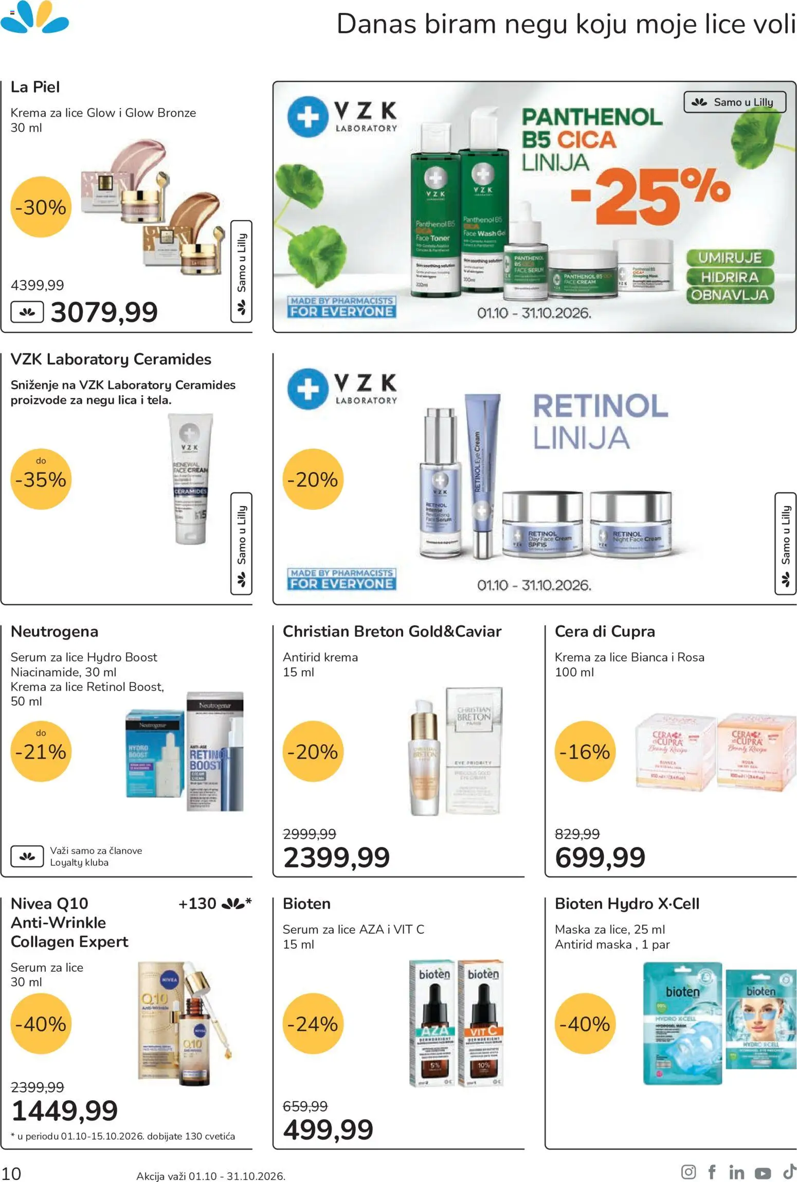 Lilly drogerie katalog - važi od 01.10.2026 | Strana: 10 | Proizvode: Nivea, Krema, Maska, Toner
