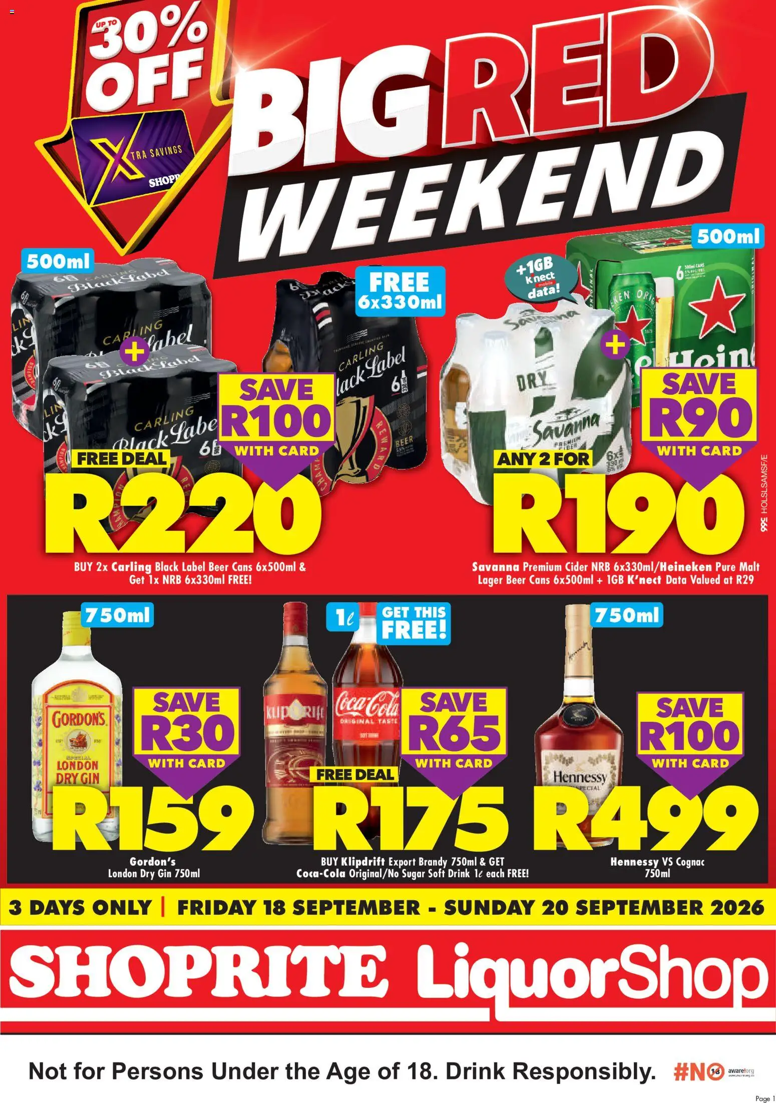 New Shoprite catalogue – valid from 18/09/2026 | Page: 1 | Products: Brandy, Cider, Beer, Gin
