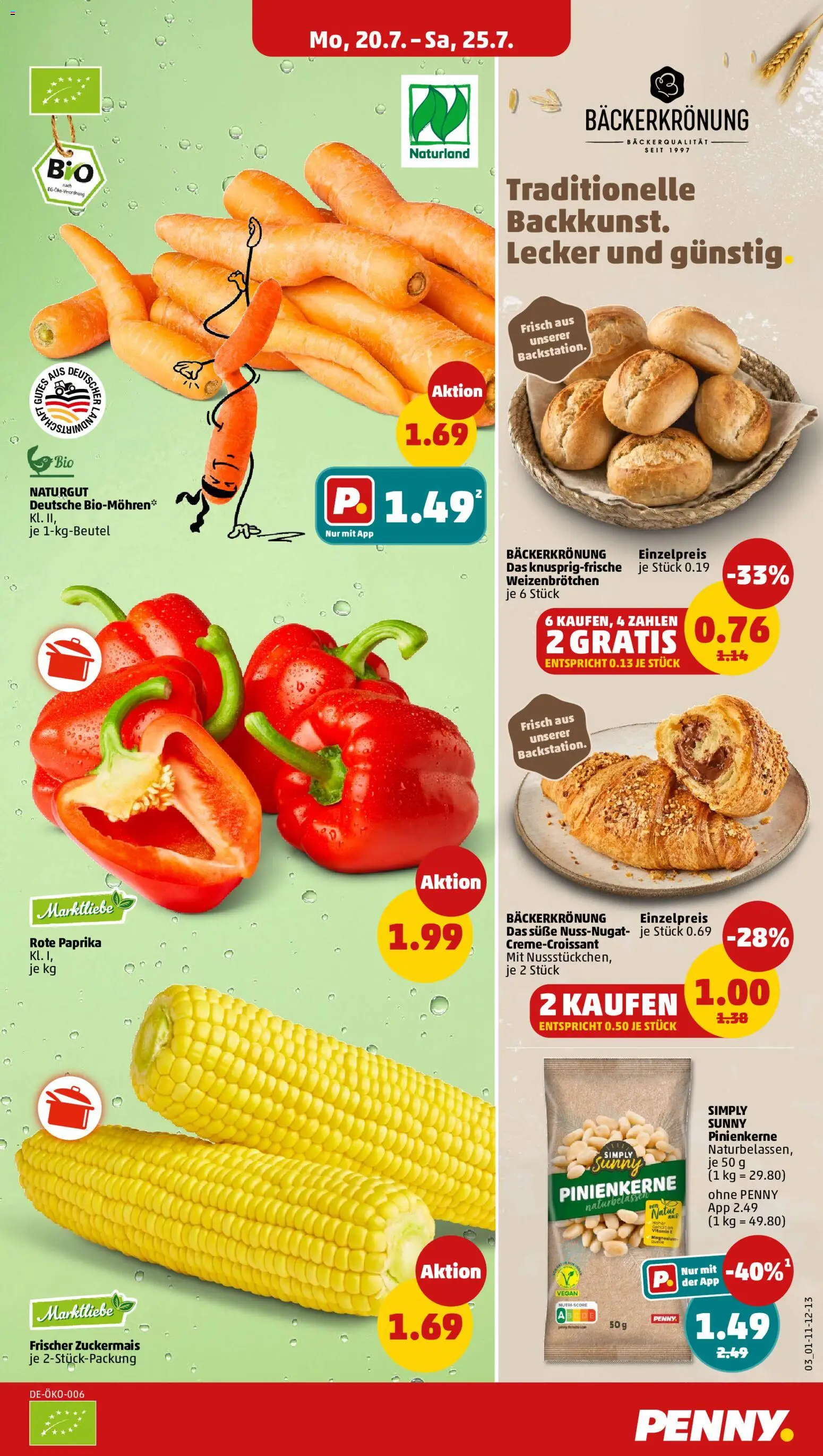 Penny Prospekt – gültig ab 20.07.2026 | Seite: 3 | Produkte: Croissant, Paprika, Rote Paprika