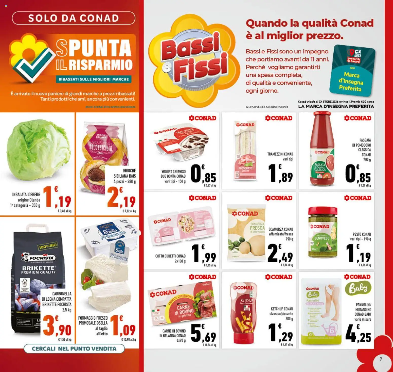 Volantino Conad del 01/07/2026 | Pagina: 7 | Prodotti: Pannolini, Yogurt, Ketchup, Formaggio