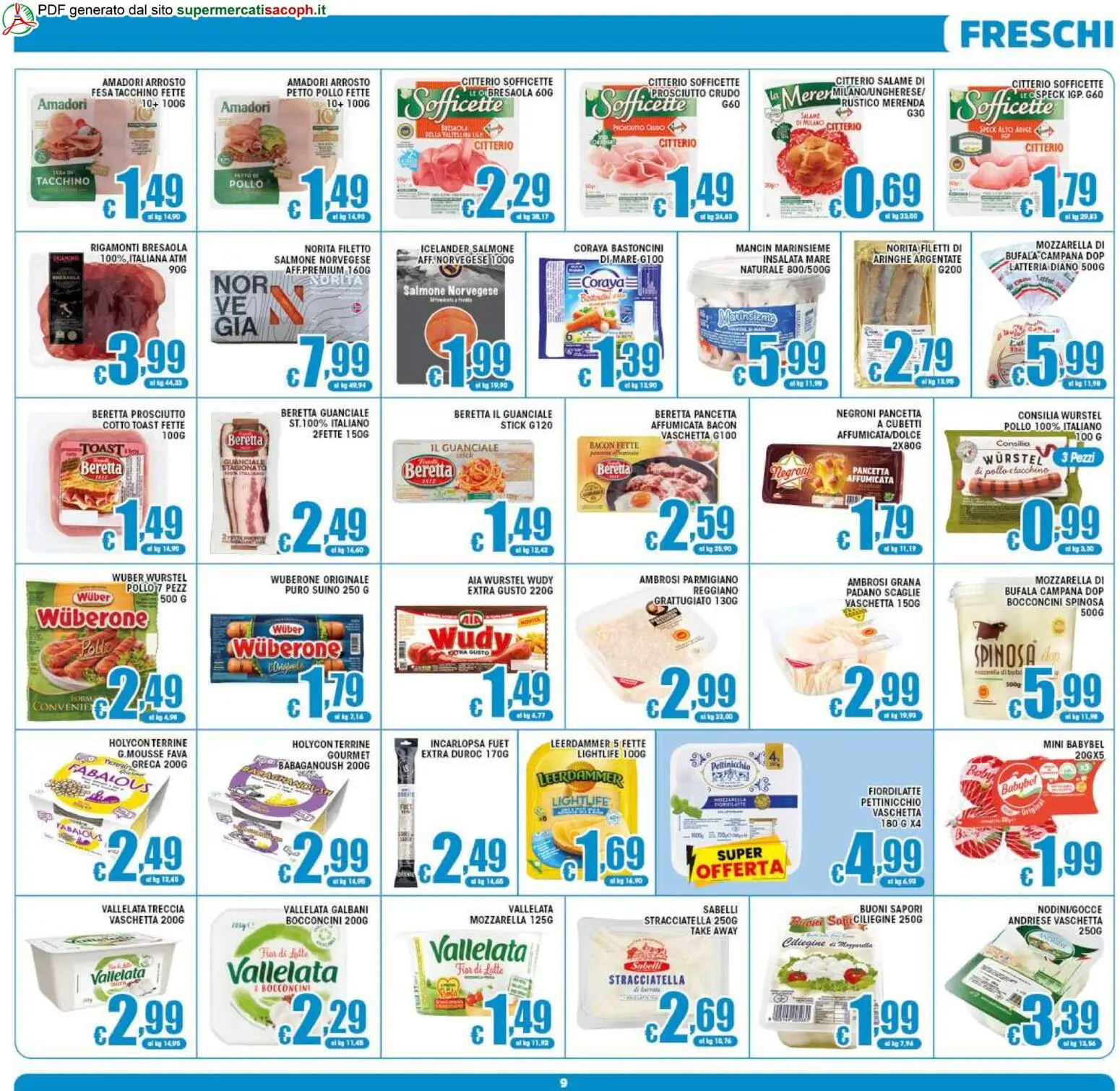 Volantino Sacoph del 20.05.2026 | Pagina: 9 | Prodotti: Salame, Tacchino, Mozzarella, Stracciatella
