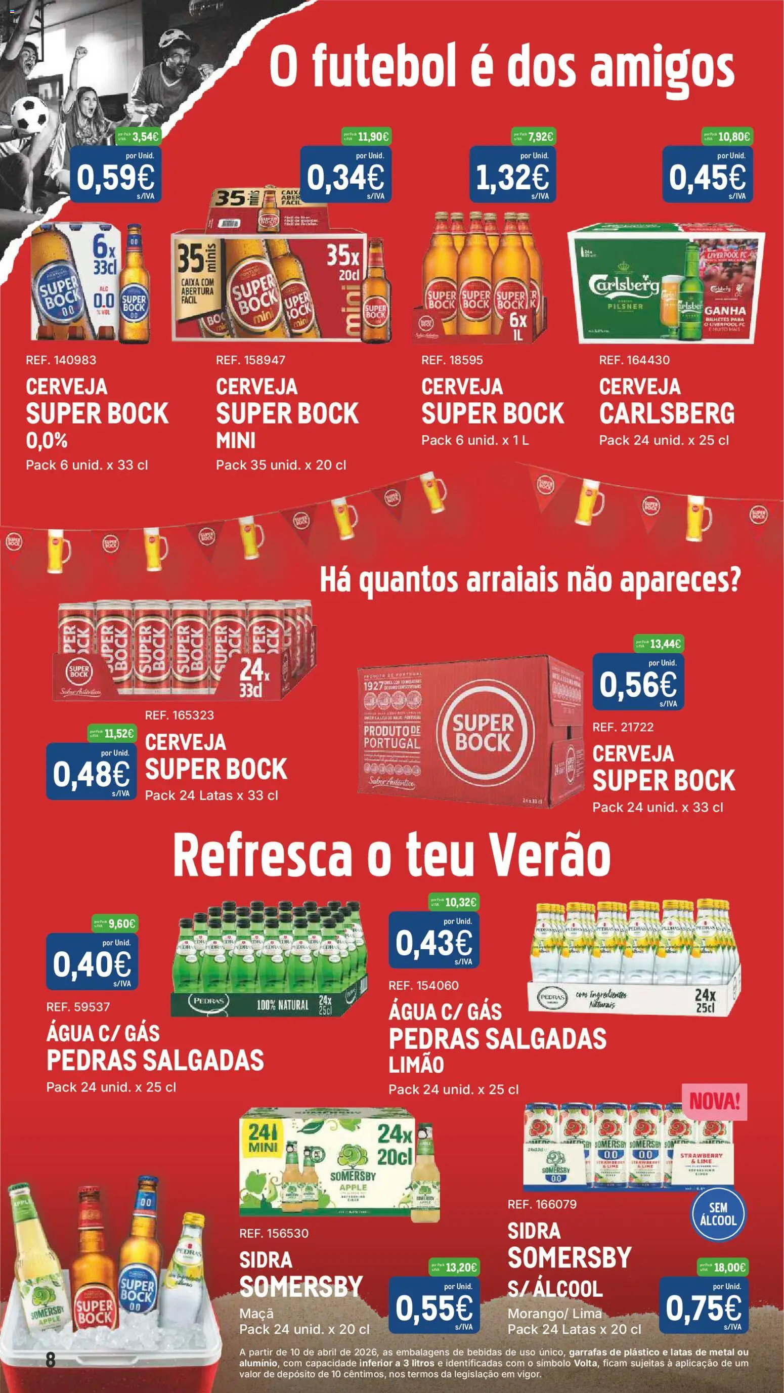Makro Os Convocados │ válido de 26.05.2026 | Página: 8 | Produtos: Agua, Super bock, Maça, Cerveja