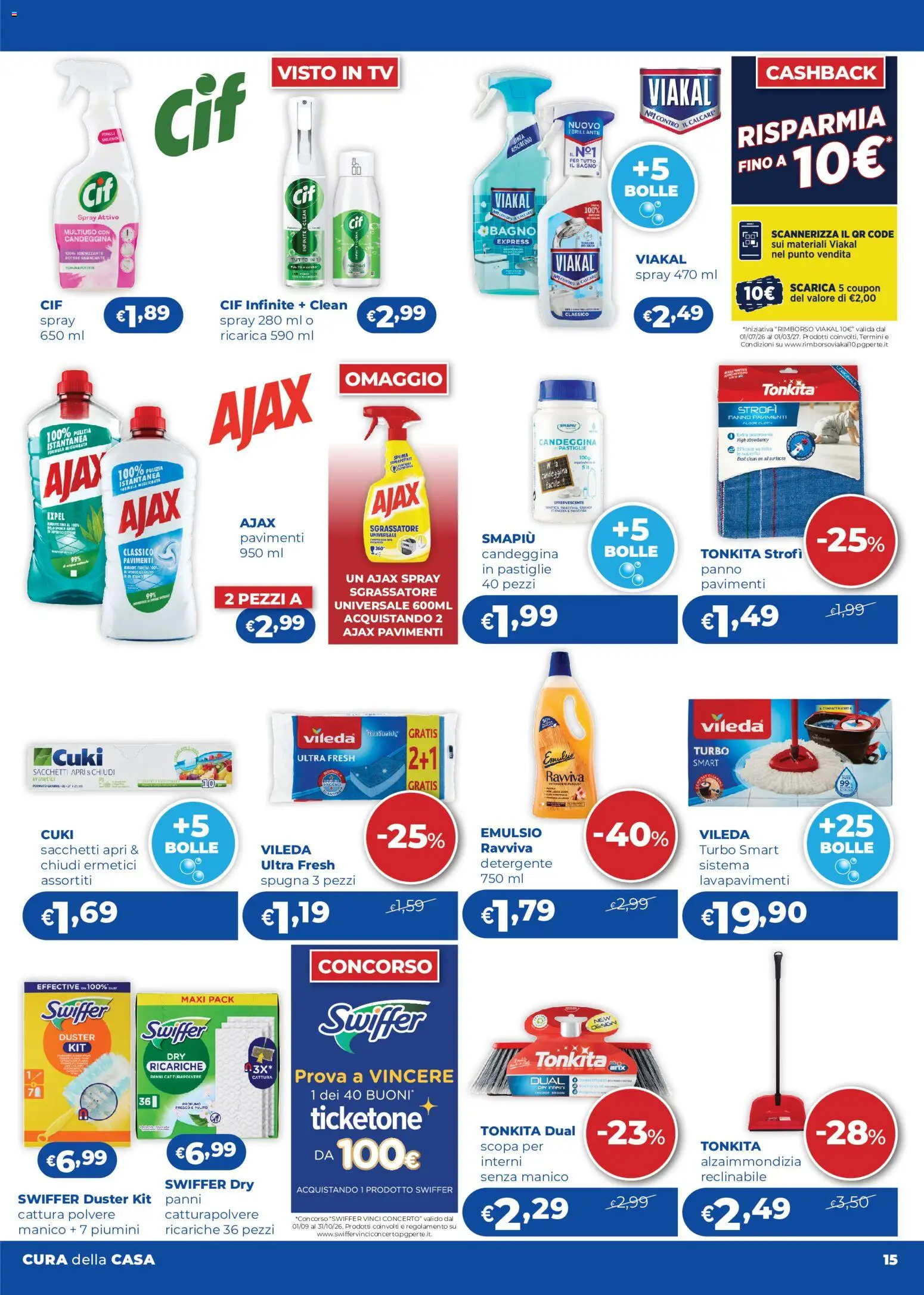 Volantino Acqua e Sapone del 03/08/2026 | Pagina: 15 | Prodotti: Spugna, Detergente, TV, Panni