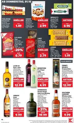 Kaufland DE -DE Folder - Voorbeeld van een folder van Kaufland DE, geldig van 01-10-2026 | Pagina: 46 | Producten: Kinder, Lindt, Lindor, Glas