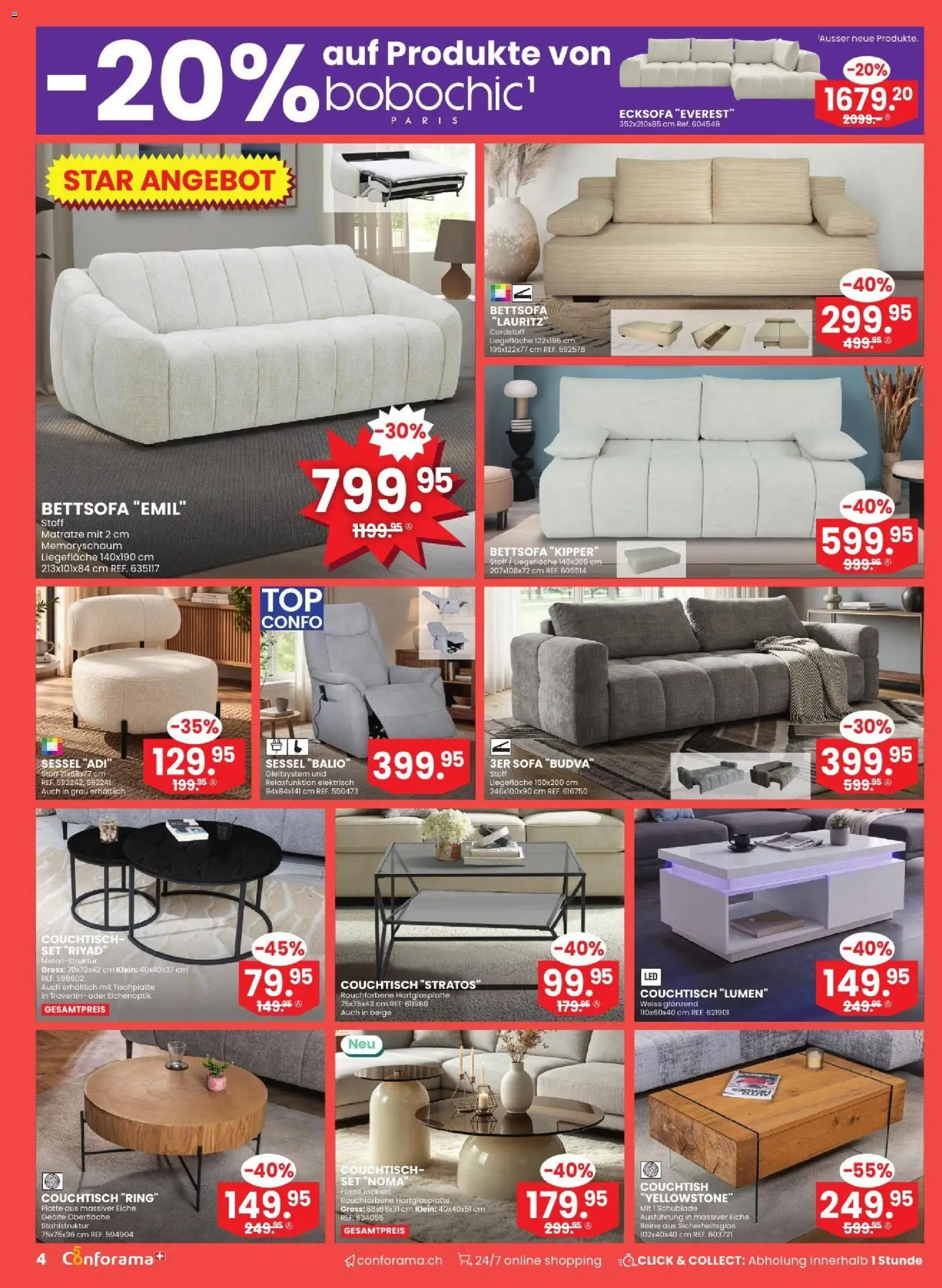 Conforama aktionen – gültig ab 28.10.2026 | Seite: 4 | Produkte: Matratze, Sofa, Sessel, Couchtisch