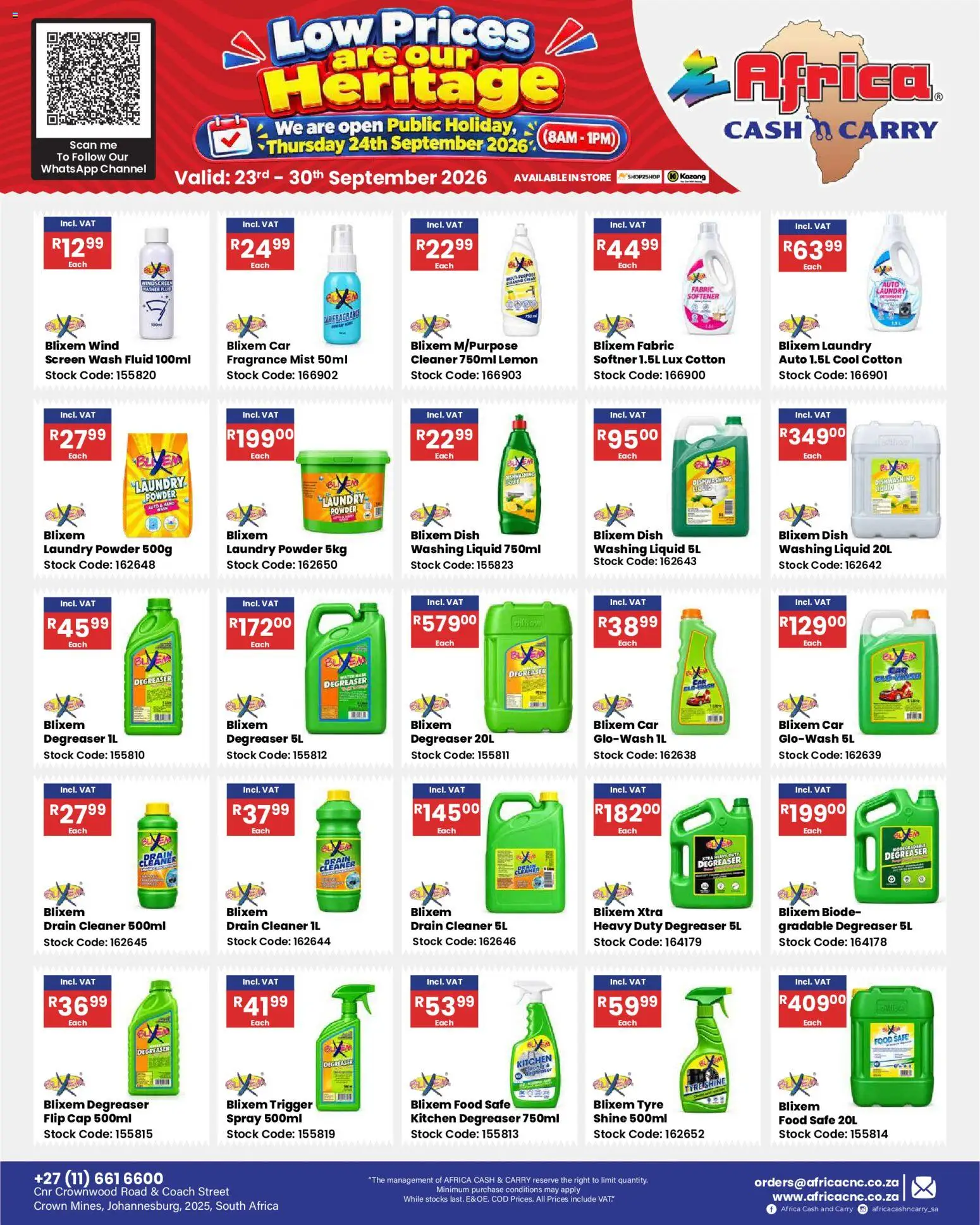 New Africa Cash & Carry catalogue – valid from 23/09/2026 | Page: 58 | Products: Fragrance, Powder, Degreaser, Lemon