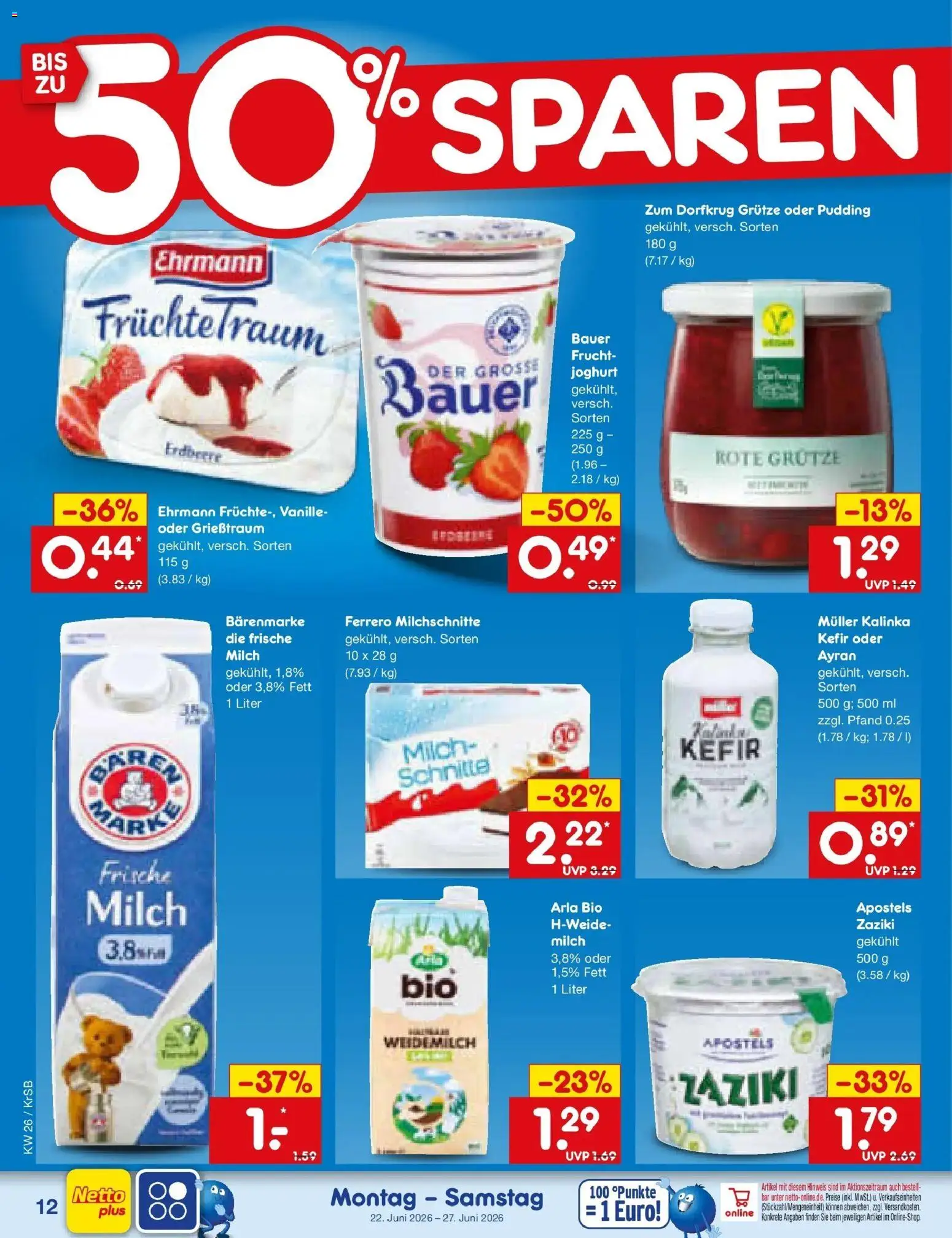 Netto Marken-Discount Prospekt Jüchen – gültig ab 21.06.2026 | Seite: 14 | Produkte: Kefir, Milch, Joghurt, Ferrero milchschnitte