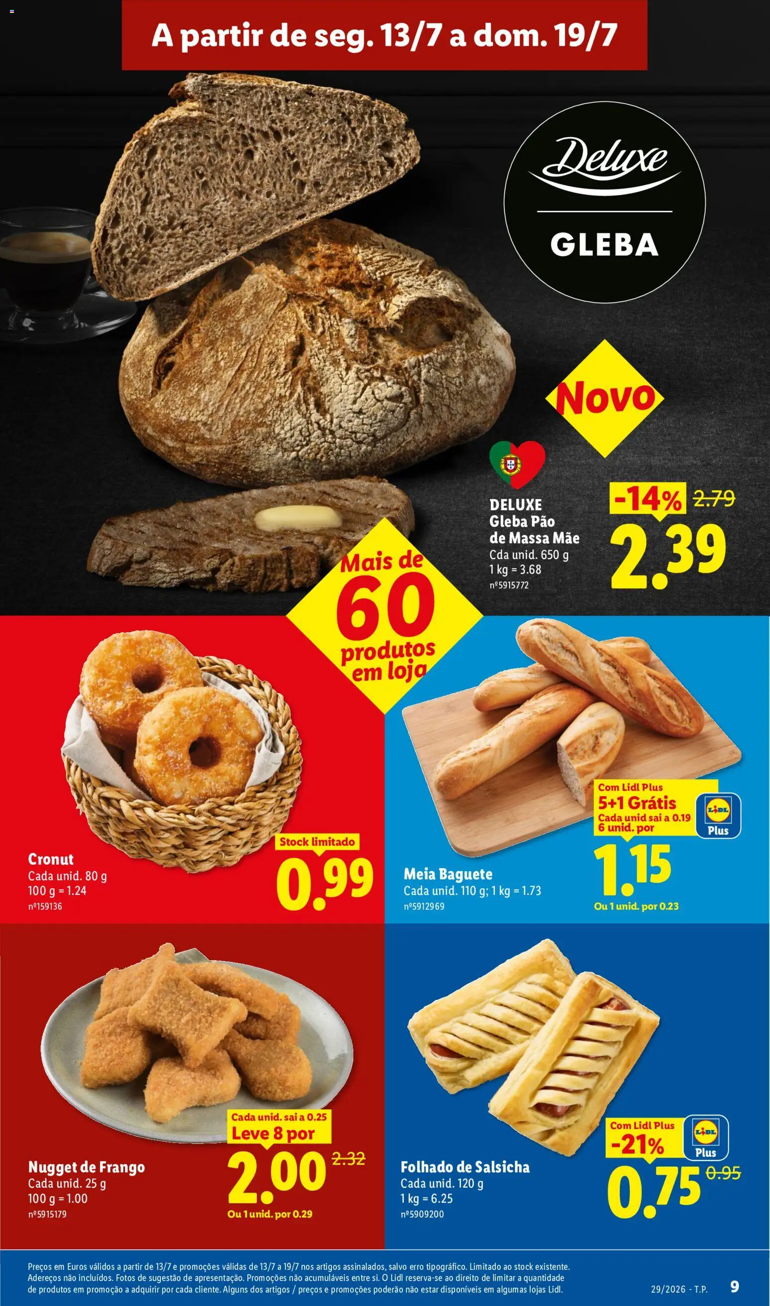 Lidl folheto │ válido de 13/07/2026 | Página: 7 | Produtos: Salsicha, Pão, Massa, Nuggets