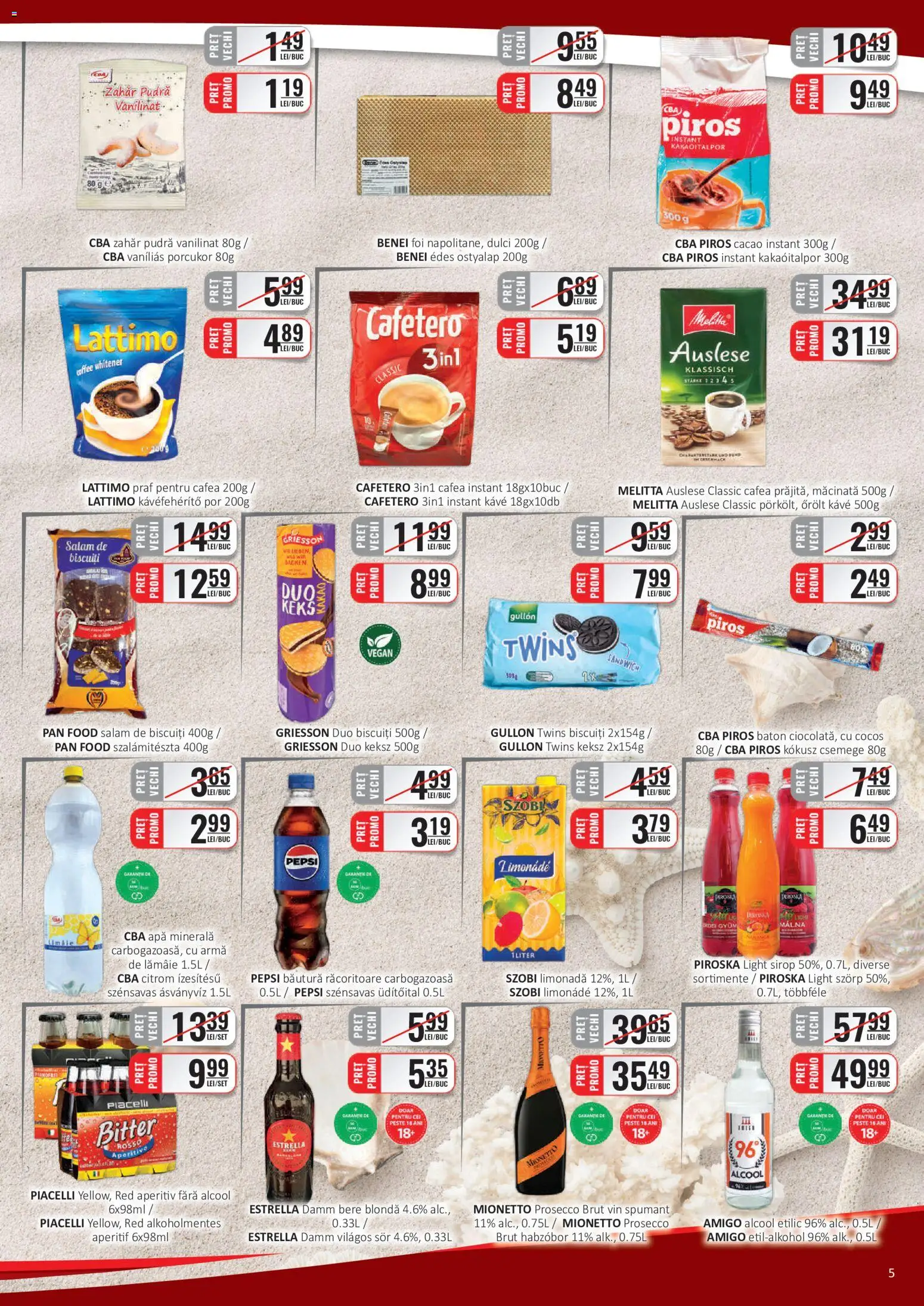 Noul catalog CBA – valabil de la 16.07.2026 | Pagină: 5 | Produse: Yazı tahtası kalemi, Prosecco, Cafea, Bere