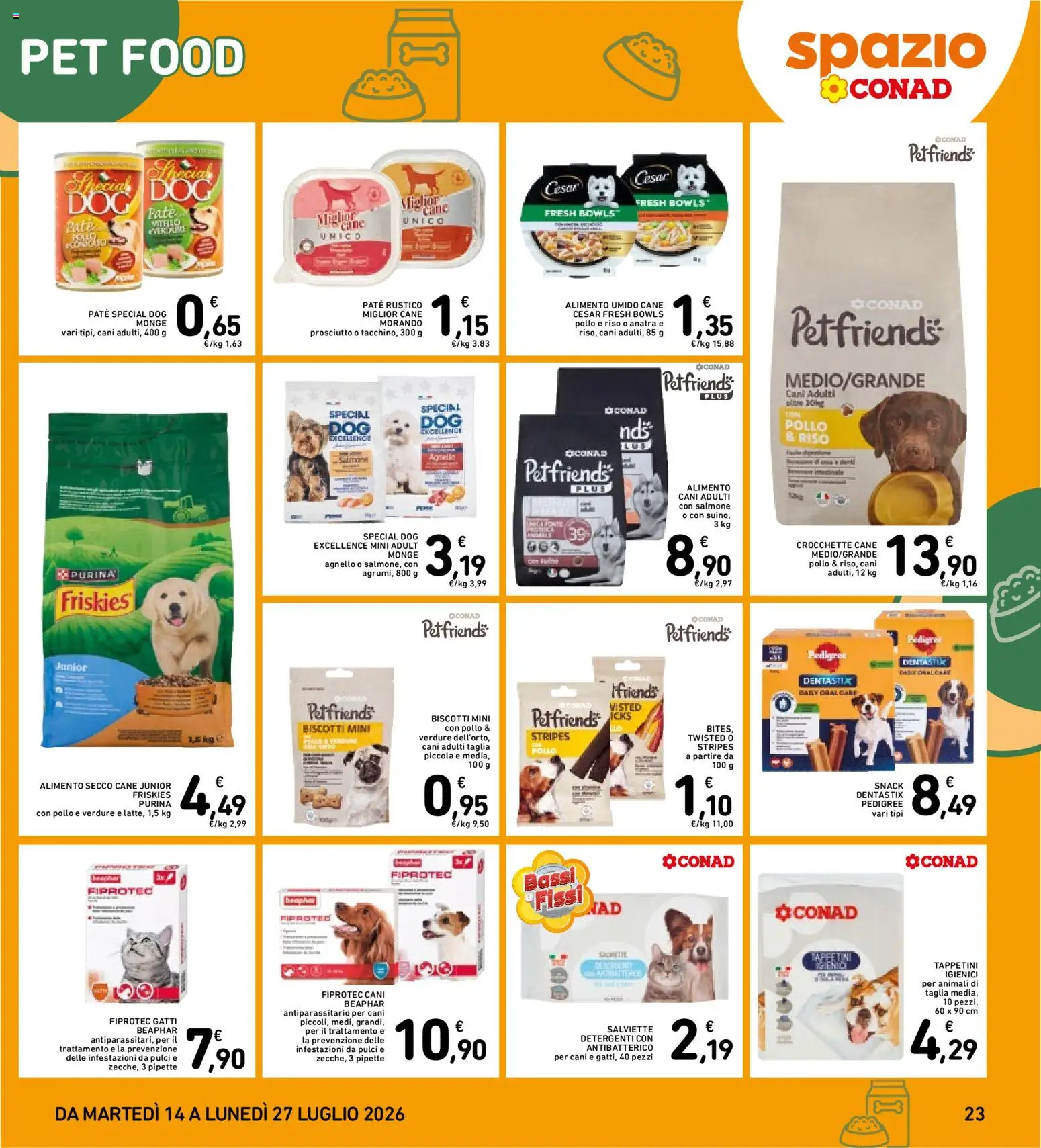 Volantino Spazio Conad del 14/07/2026 | Pagina: 23 | Prodotti: Biscotti, Verdure, Prosciutto, Anatra