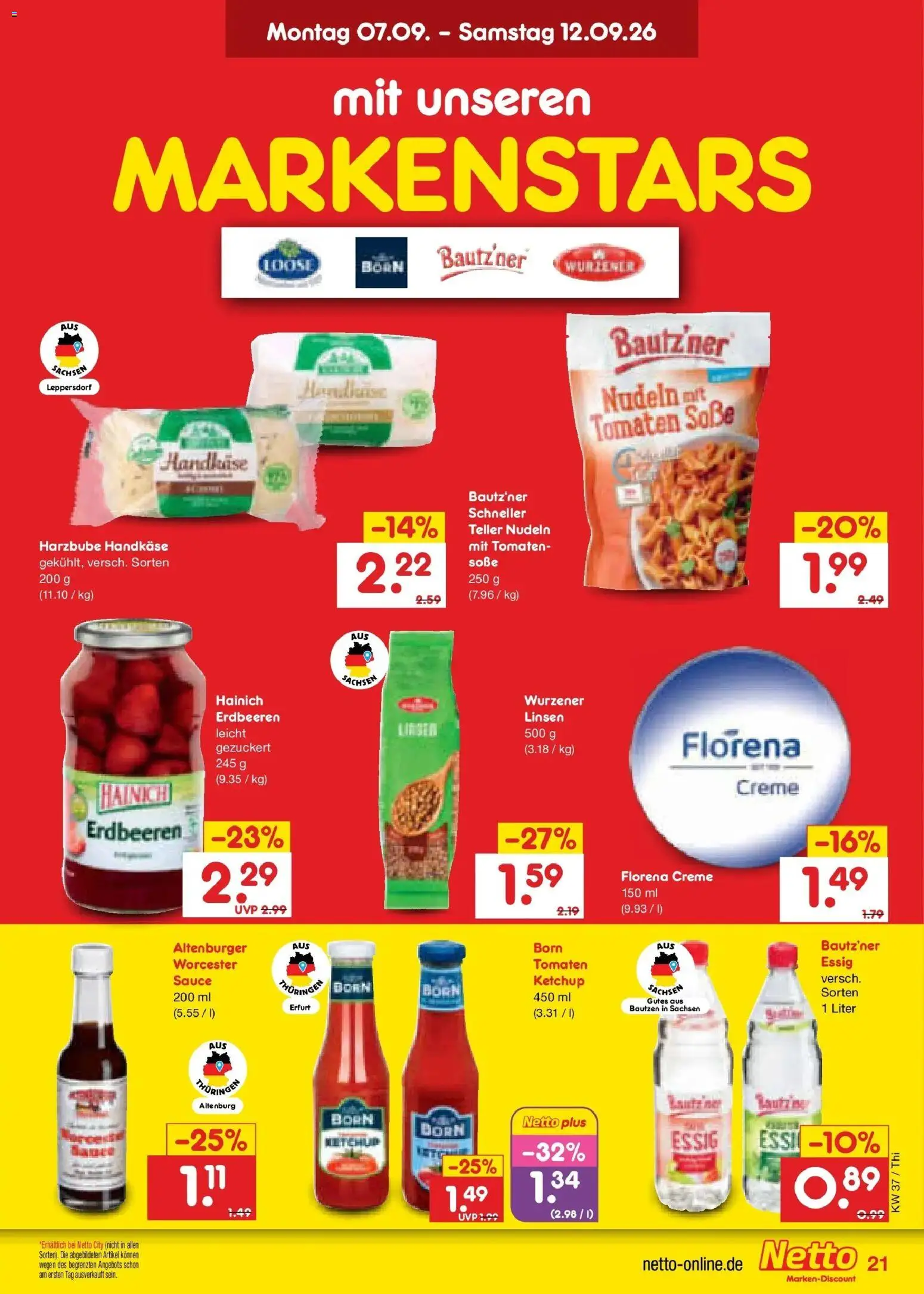Netto Marken-Discount Prospekt Pirna – gültig ab 07.09.2026 | Seite: 29 | Produkte: Tomaten, Creme, Soße, Erdbeeren