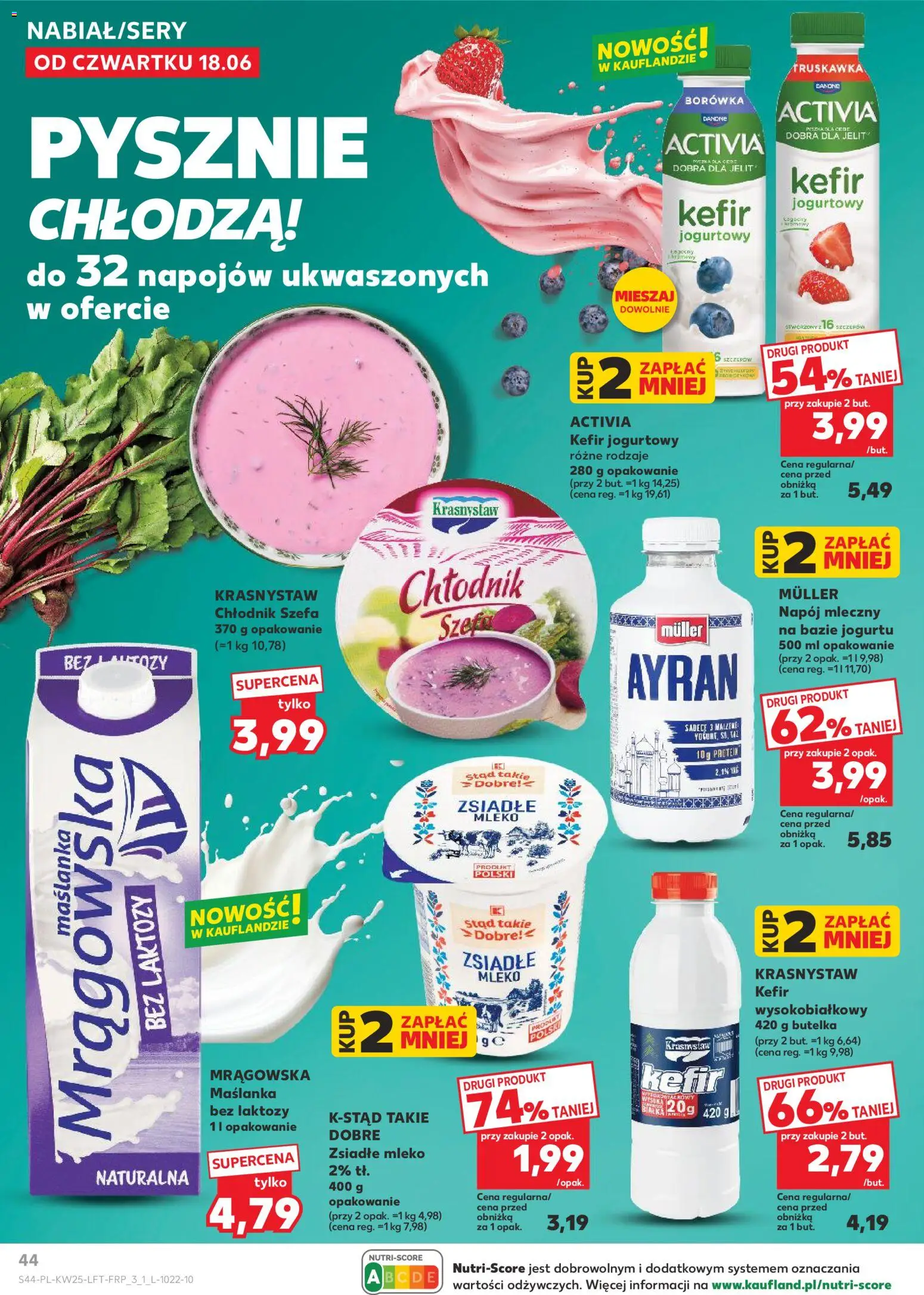 Kaufland gazetka od 18.06.2026 | Strona: 44 | Produkty: Bez laktozy, Kefir, Zsiadłe mleko, Mleko