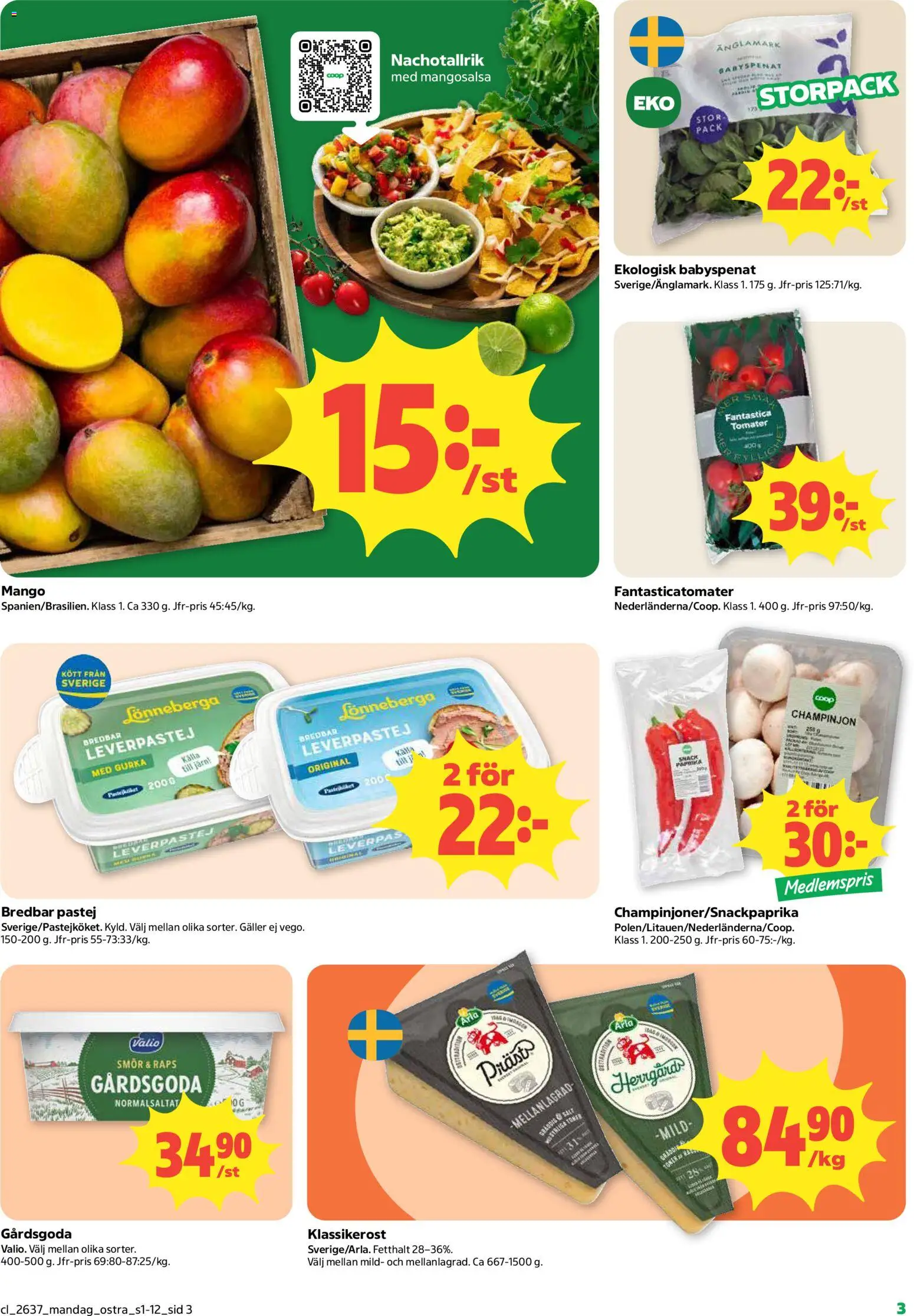 Coop Daglivs reklamblad aktuell från 07/09/2026 | Sida: 3 | Produkter: Järn, Galler, Tomater, Mango