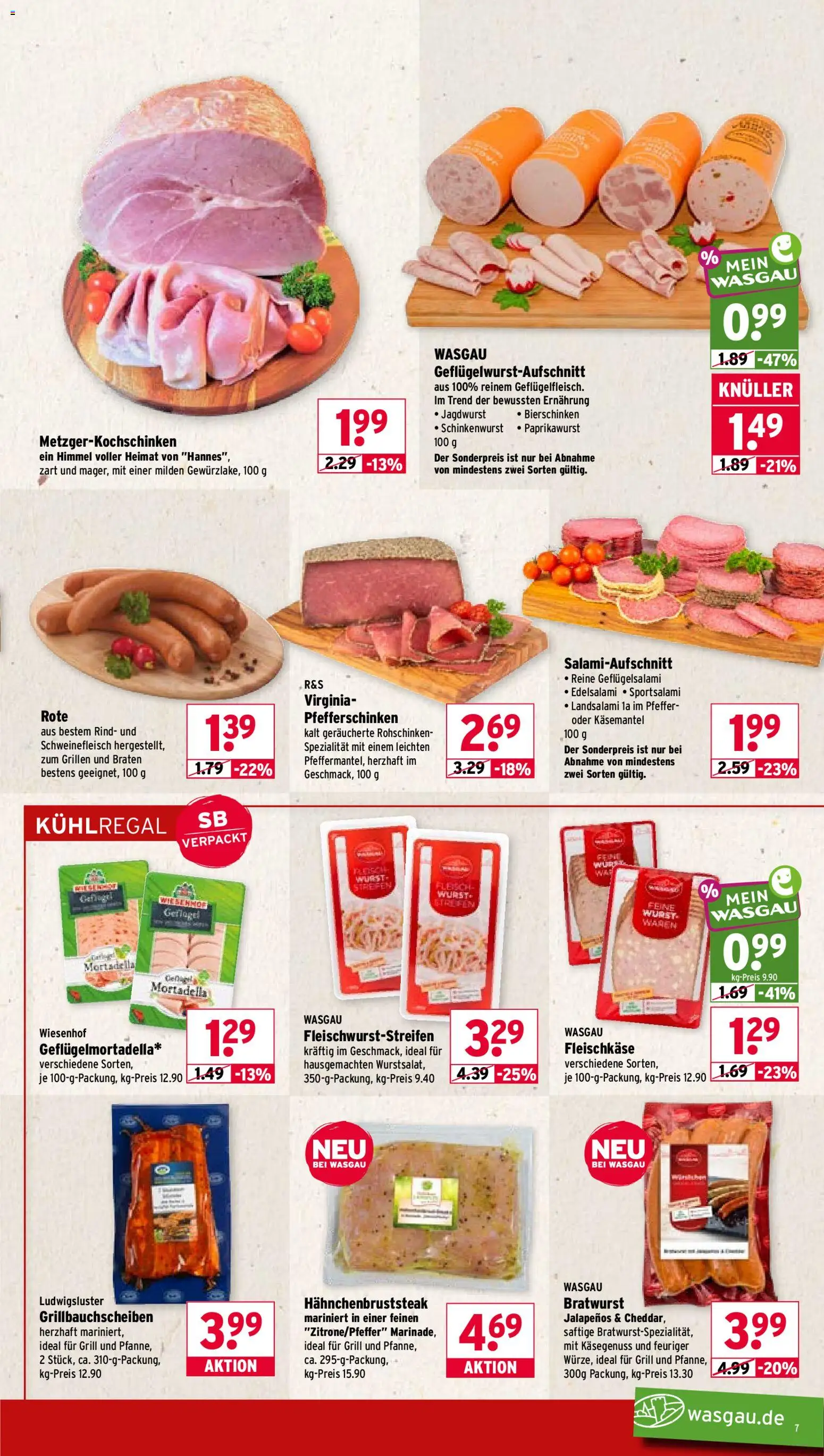Wasgau Prospekt – gültig ab 26.05.2026 | Seite: 7 | Produkte: Bratwurst, Pfeffer, Schweinefleisch, Fleisch