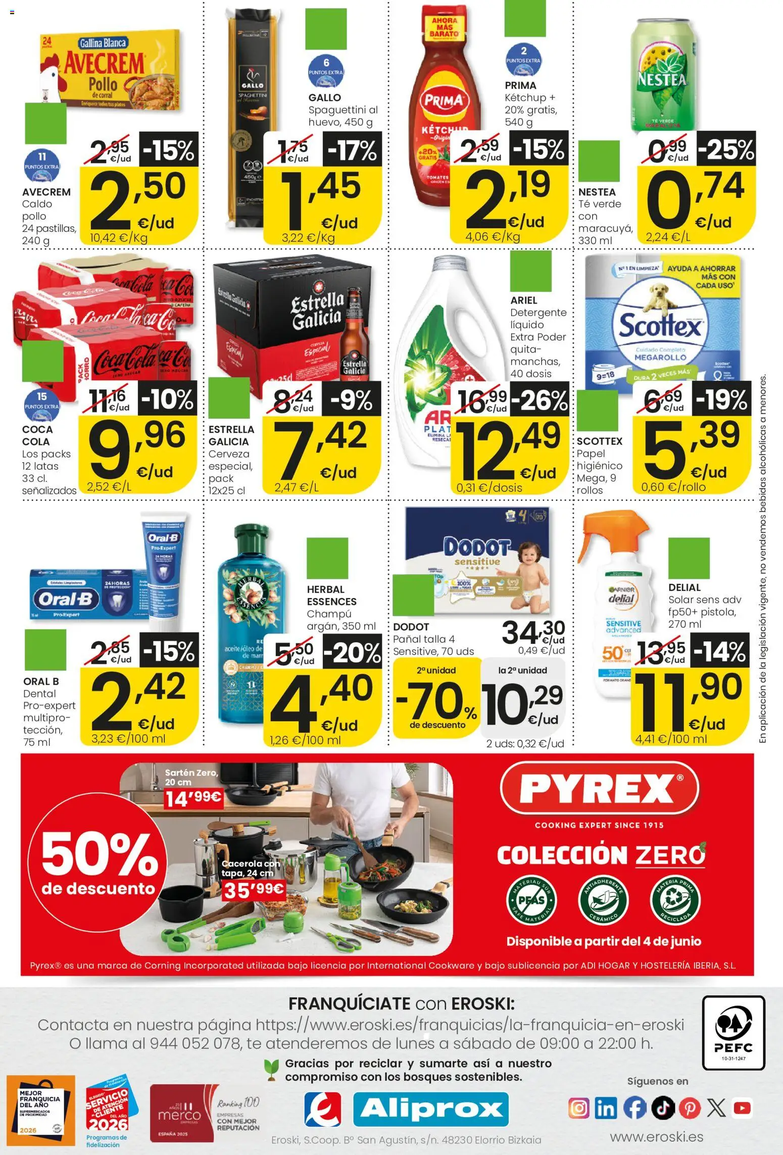 Eroski Ofertones de verano Aliprox │ válido desde el 28.05.2026 | Página: 4 | Productos: Detergente, Aceite, Tomates, Detergente líquido