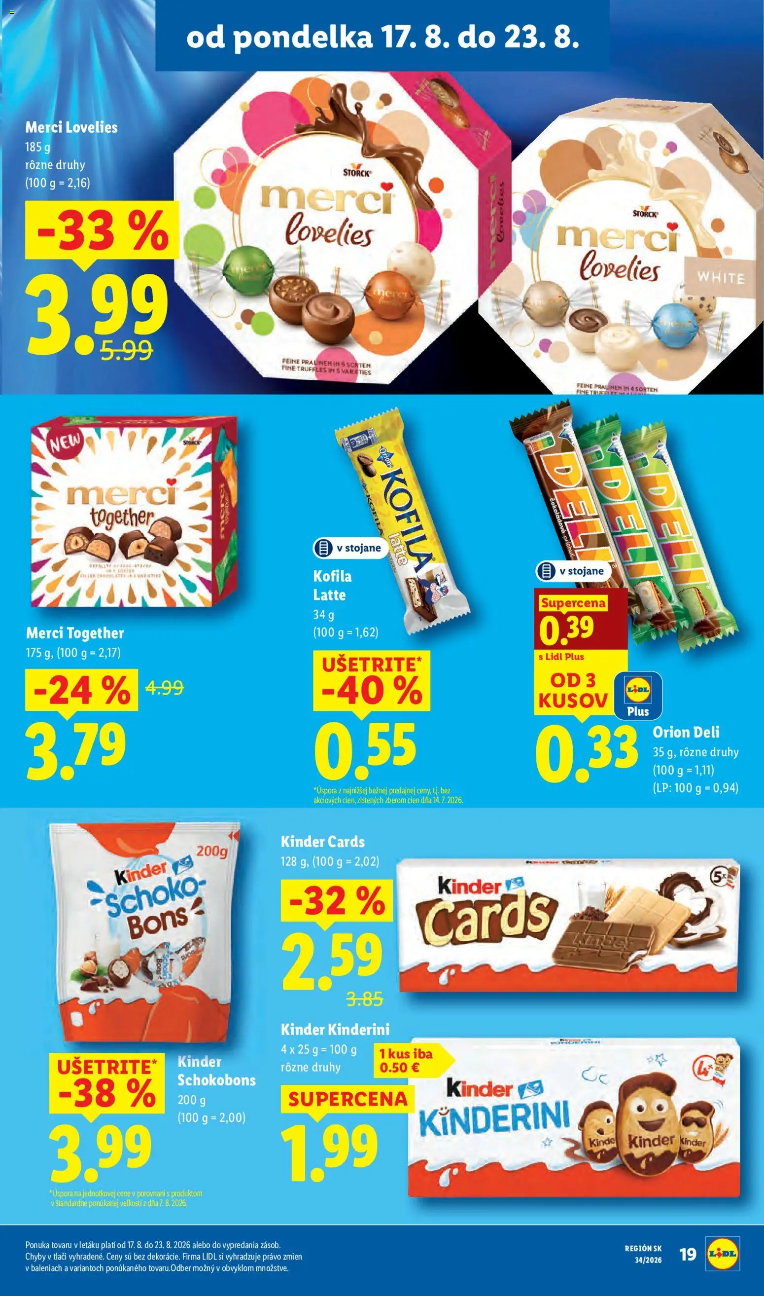 Nové Lidl akcie – leták je platný od 17.08.2026 | Strana: 23 | Produkty: Merci, Kinder